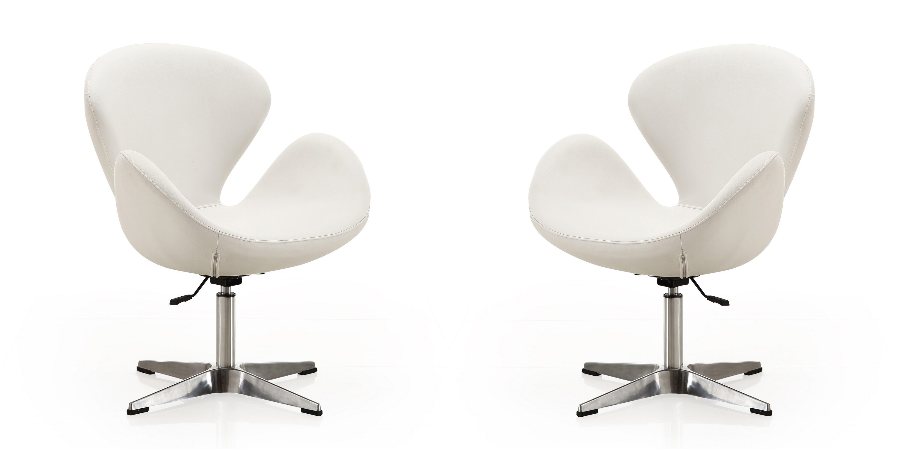 Retro Chic White Faux Leather Swivel Accent Chair