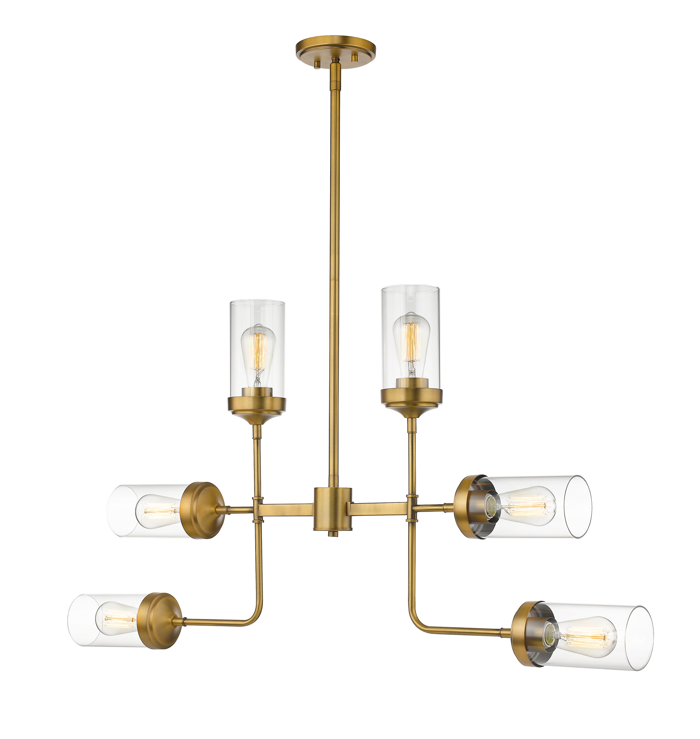 Z-Lite 617-6FB Calliope 6 -Light Foundry Brass Modern/contemporary Clear glass Tiered Large Hanging Pendant light