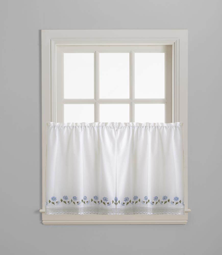 CHF 1Y440703BL Leighton 36-in Blue Polyester Rod Pocket Tier Curtain
