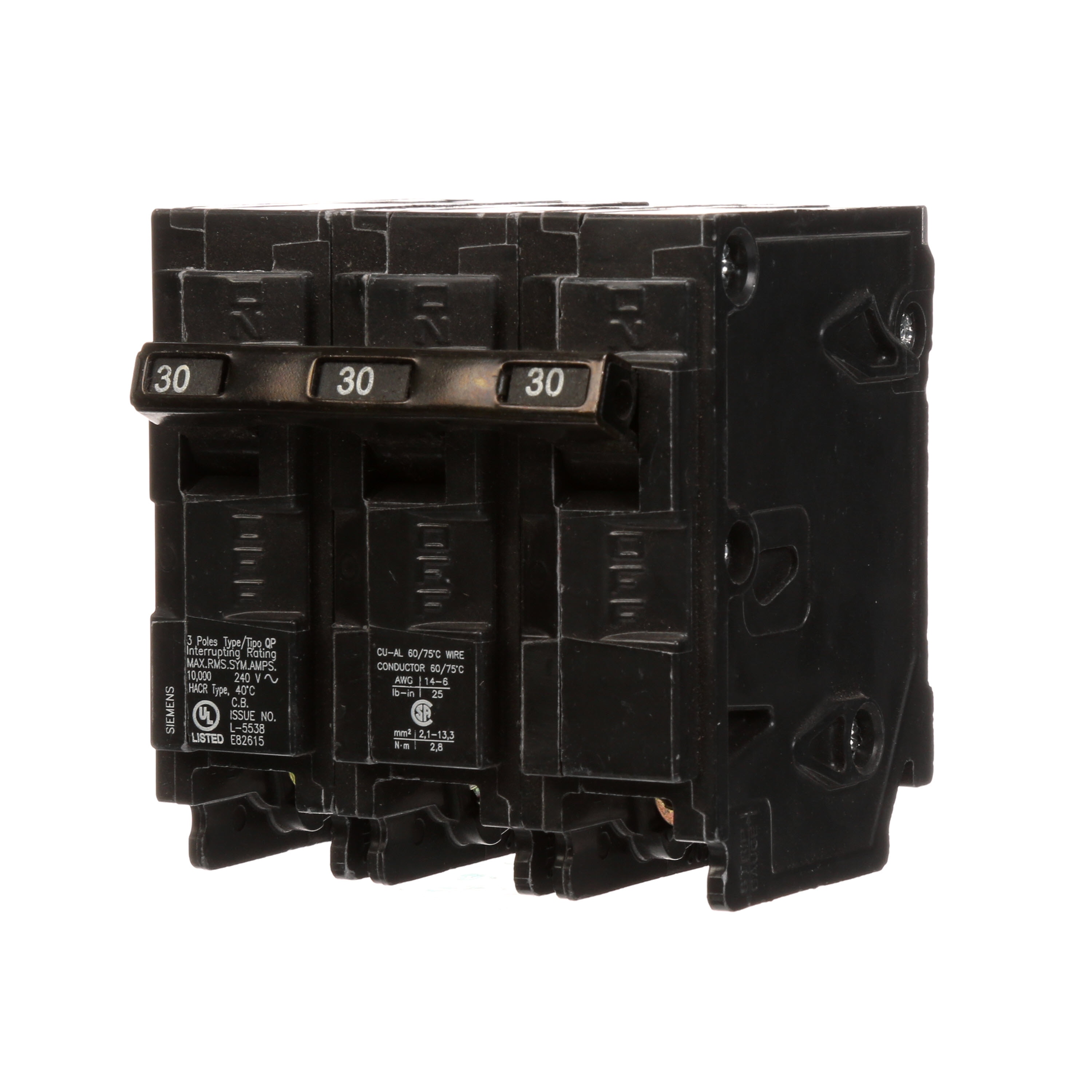 Siemens QP 30-amp 3-Pole Standard Trip Circuit Breaker In The Circuit ...