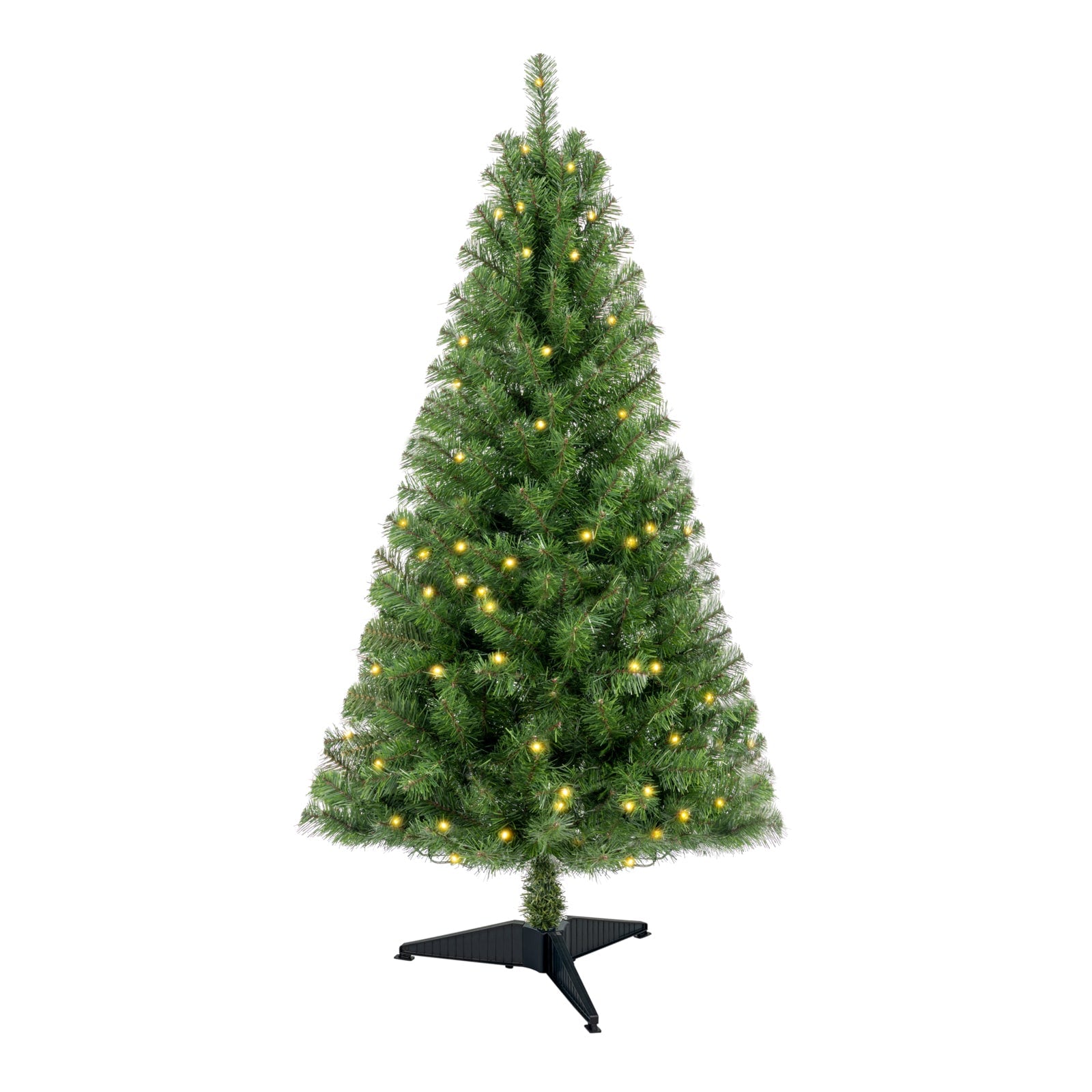 Tatayosi T224647 4ft Artificial Christmas Tree Prelit with Stand100 Warm White LED LightsRealistic 241 Branch Tips PVC Green Norwood Spruce Tree Easy Assembly for IndoorHome