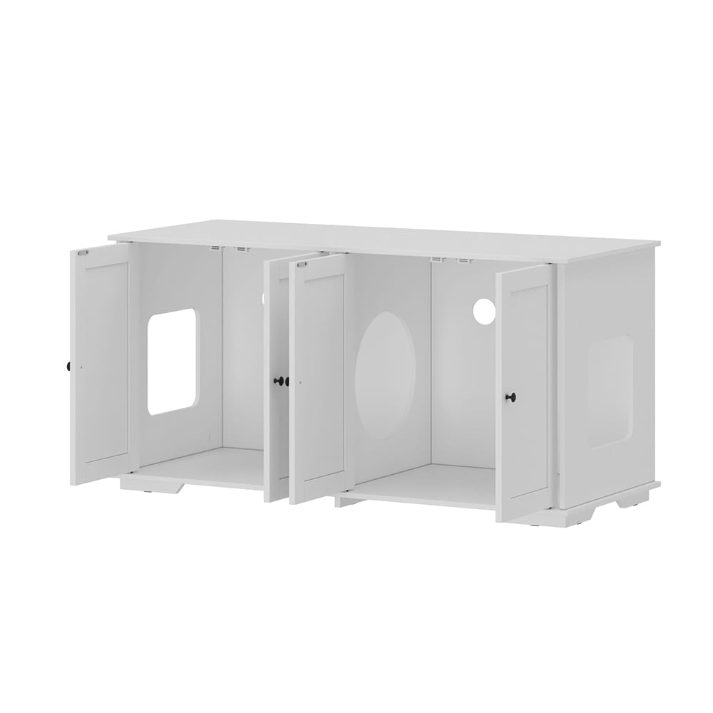 Homsee V-KF150230-01 Composite Indoor Medium Cat House with Dual Compartments and Built-in Storage for Multi-Cat Households