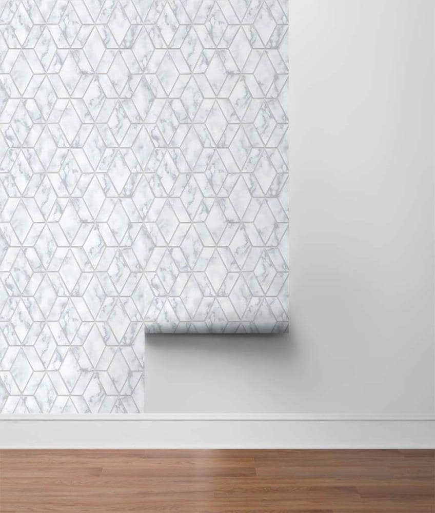 Self-Adhesive Grey Marble Wallpaper Border Diamond Pattern Modern Temporary  Wall Decor - Clearhalo