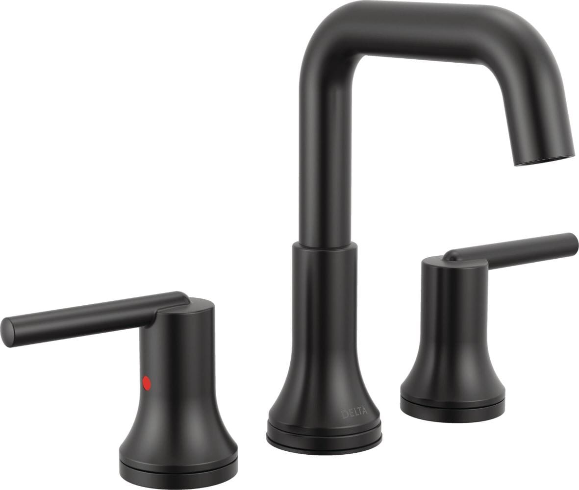 Delta 3554-BLMPU-DST Trinsic Matte Black Widespread 2-handle WaterSense Mid-arc Commercial/Residential Handle Bathroom Sink Faucet with Drain