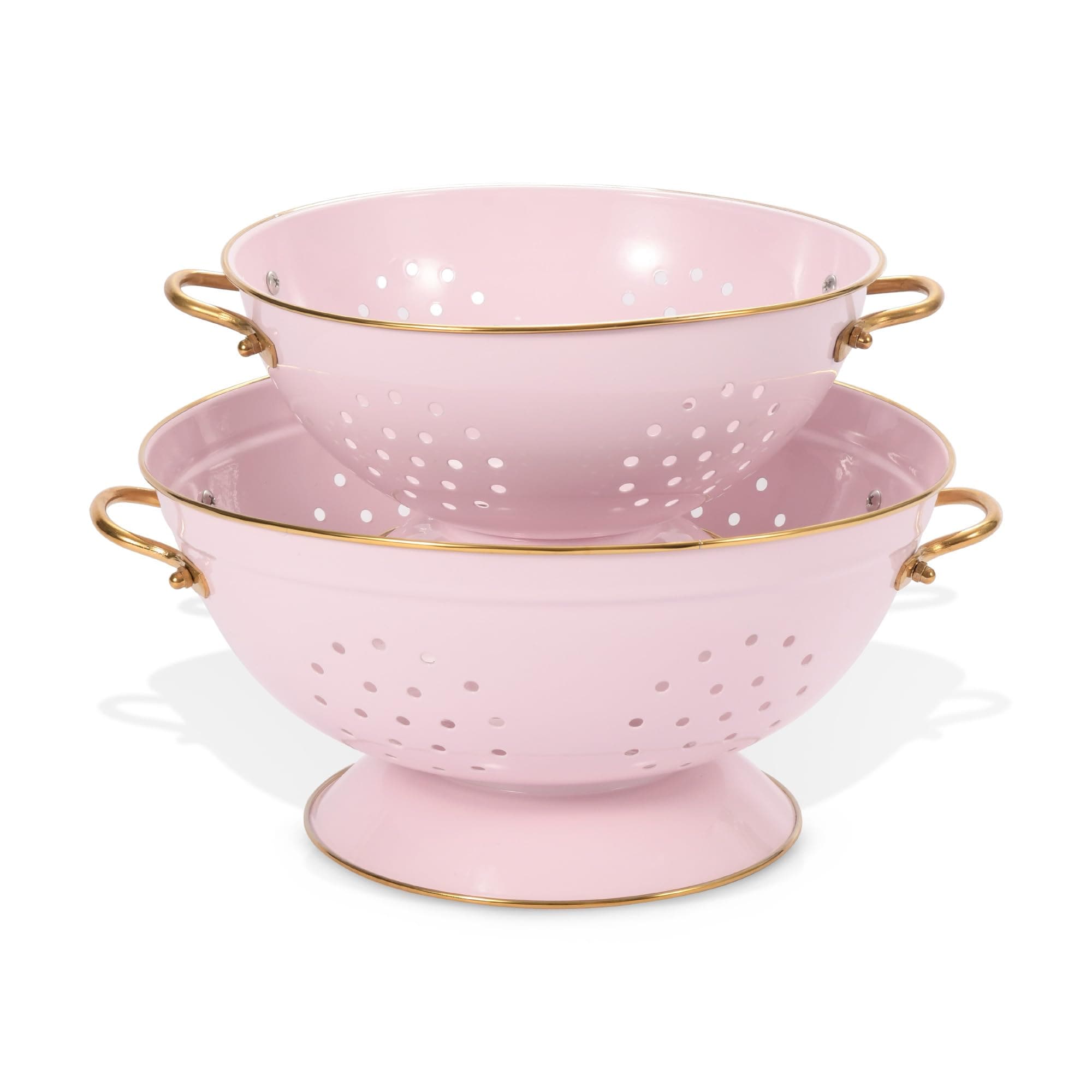 Aoibox  Powder Coated Metal Colander Set with Handles and Ring Base for Pasta and Veggies 3 5 and 5 Qt Set of 2