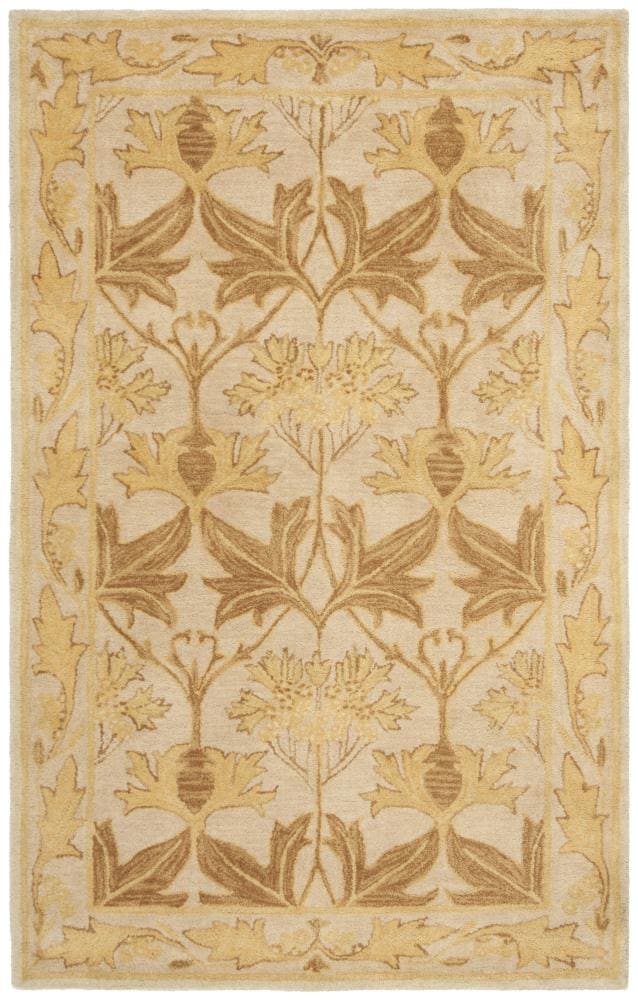 Safavieh AN541B-5 Anatolia Attalid 5 x 8 (ft) Tufted Wool Beige/Gold Rectangular Indoor Floral/Botanical Vintage Area rug