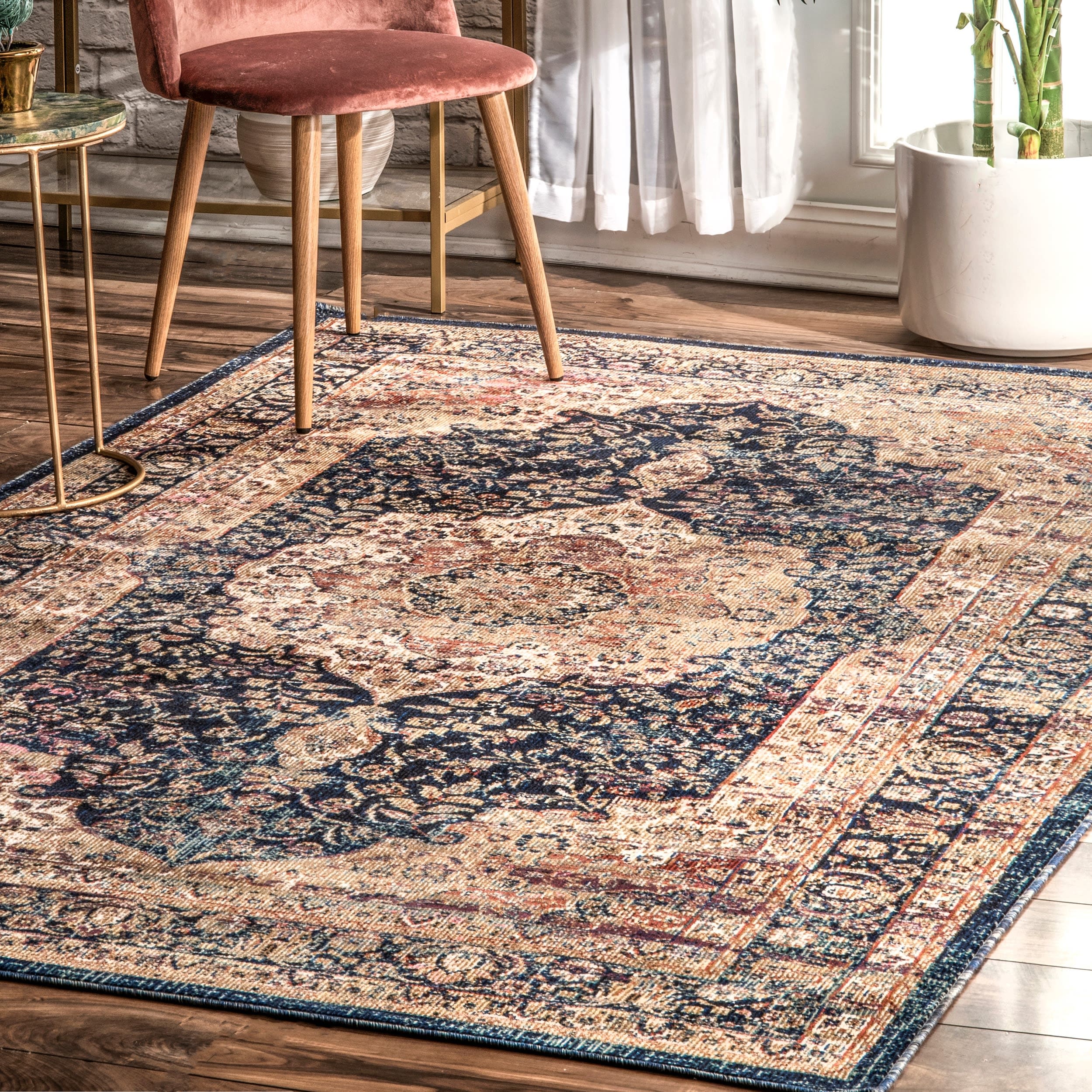 nuLOOM CFAM01A-710010 8 x 10 (ft) Loomed Synthetic Multi Rectangular Indoor Medallion Vintage Area rug