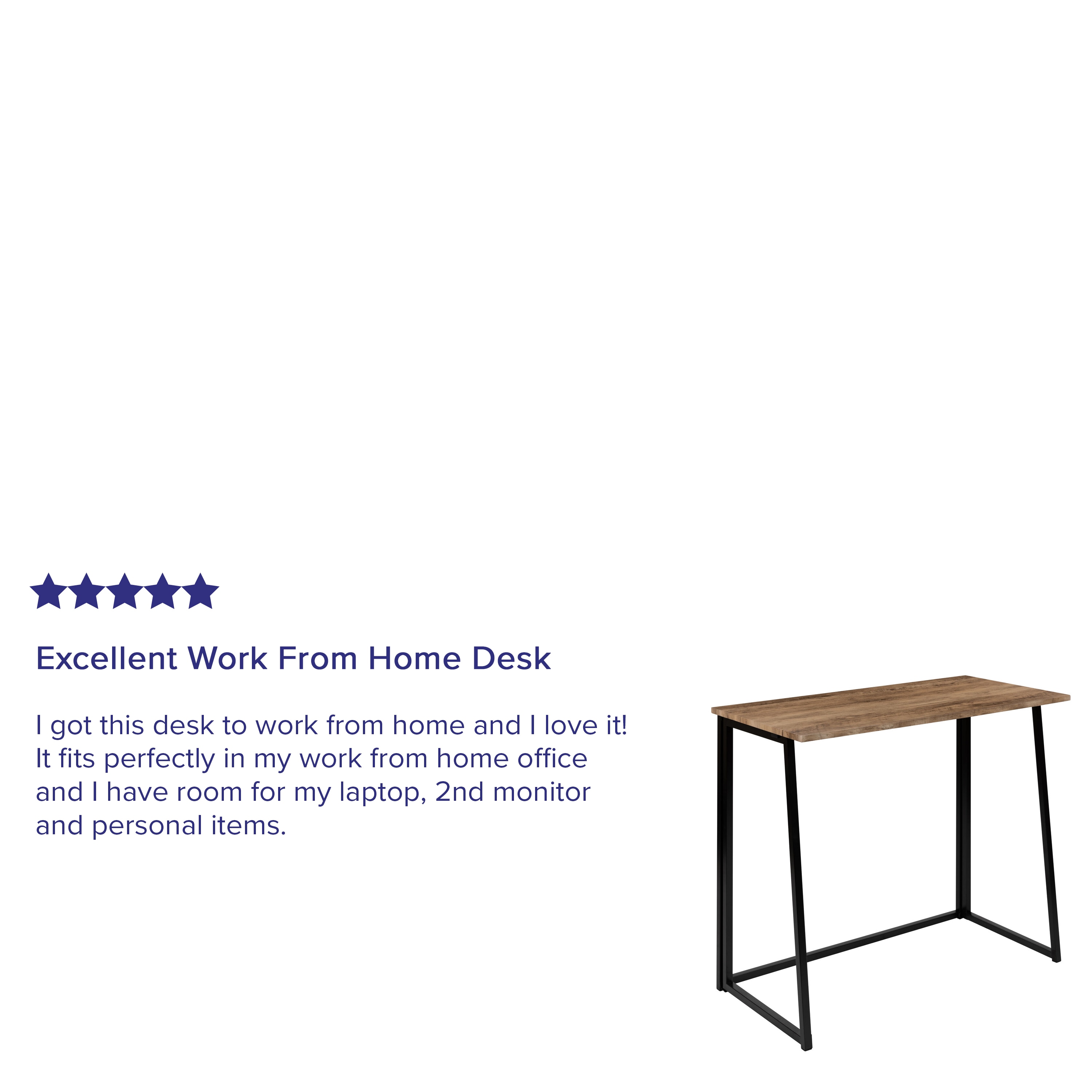 Small Rustic Natural Wood and Black Foldable Desk