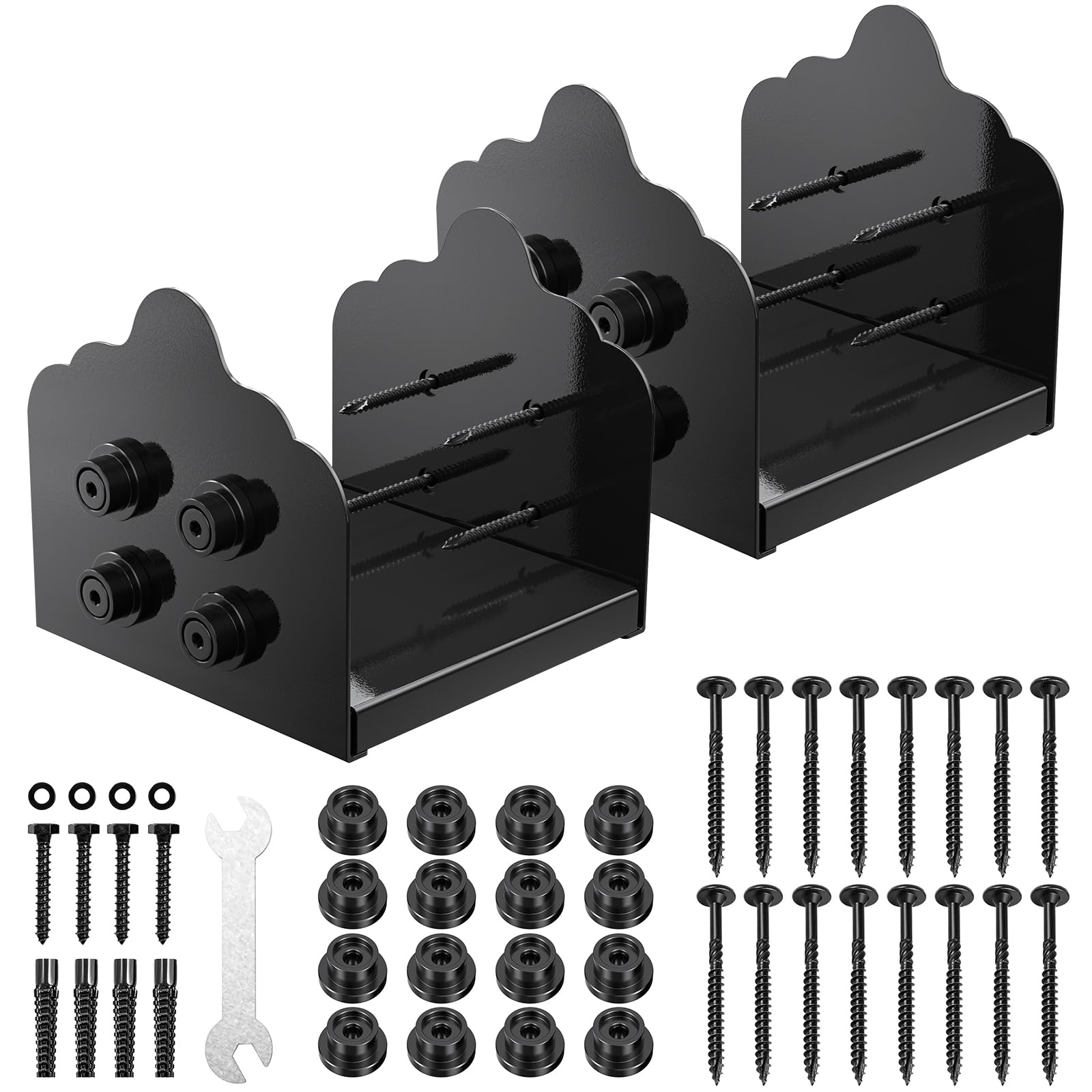 Phyfalip  8x8 Adjustable Post Base 2 pcs Stainless Steel Anchor Bracket for Deck Porch Pavilion Railing Decorative Support for Wood Posts