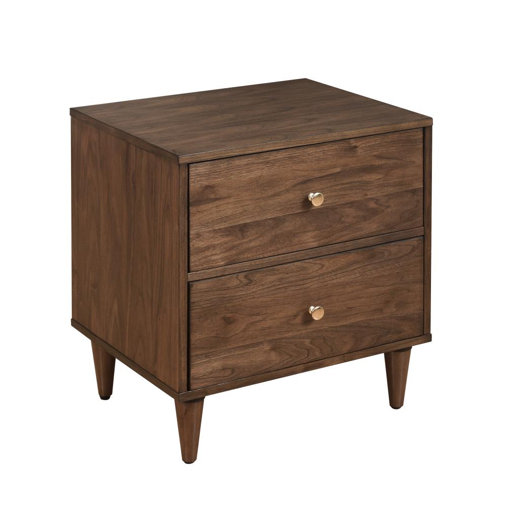 HomeFare Contemporary Walnut Wood Midcentury Nightstand with 2 Drawers ...