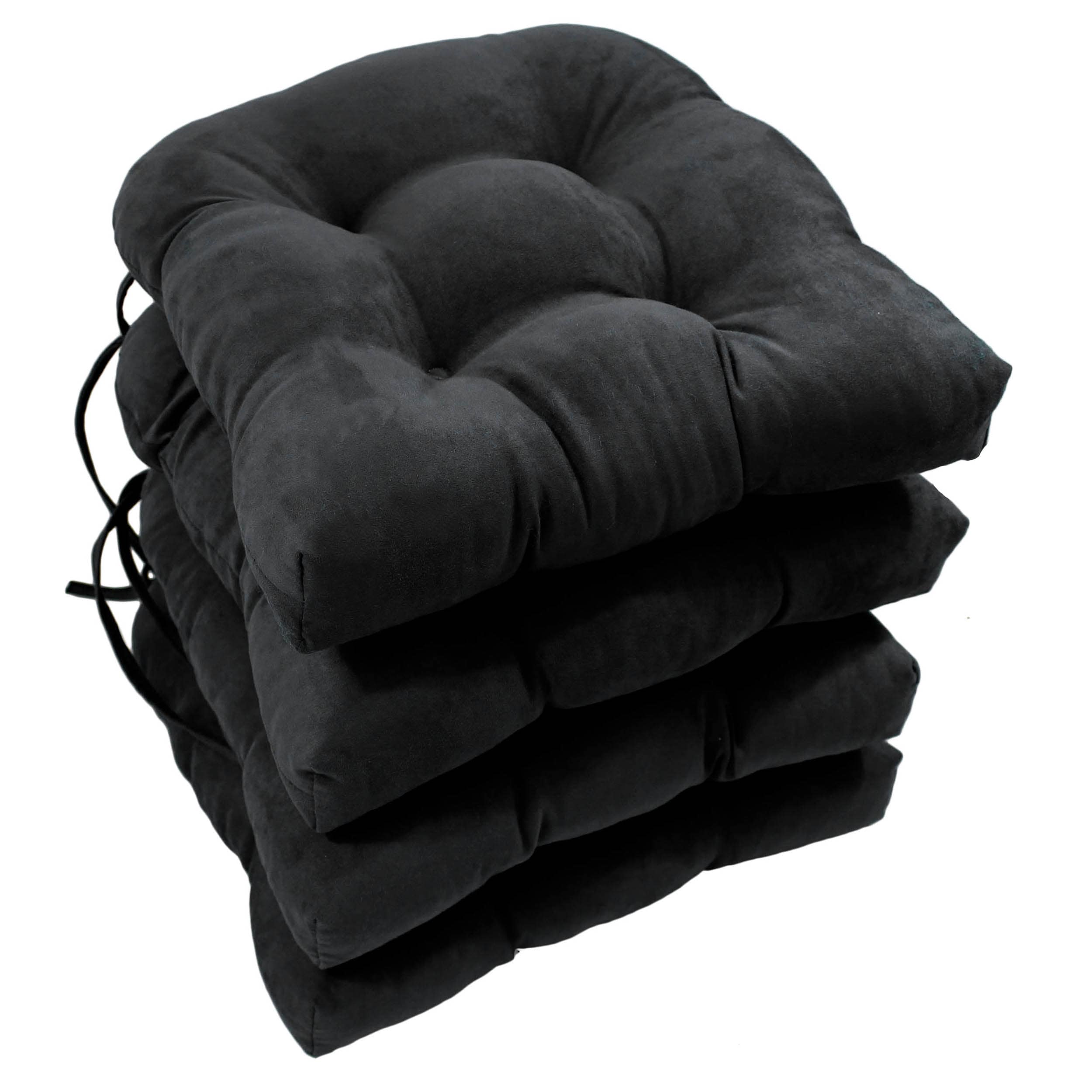 ACHIM Chase Black Solid Tufted Chair Seat Cushion Chair Pad (Set