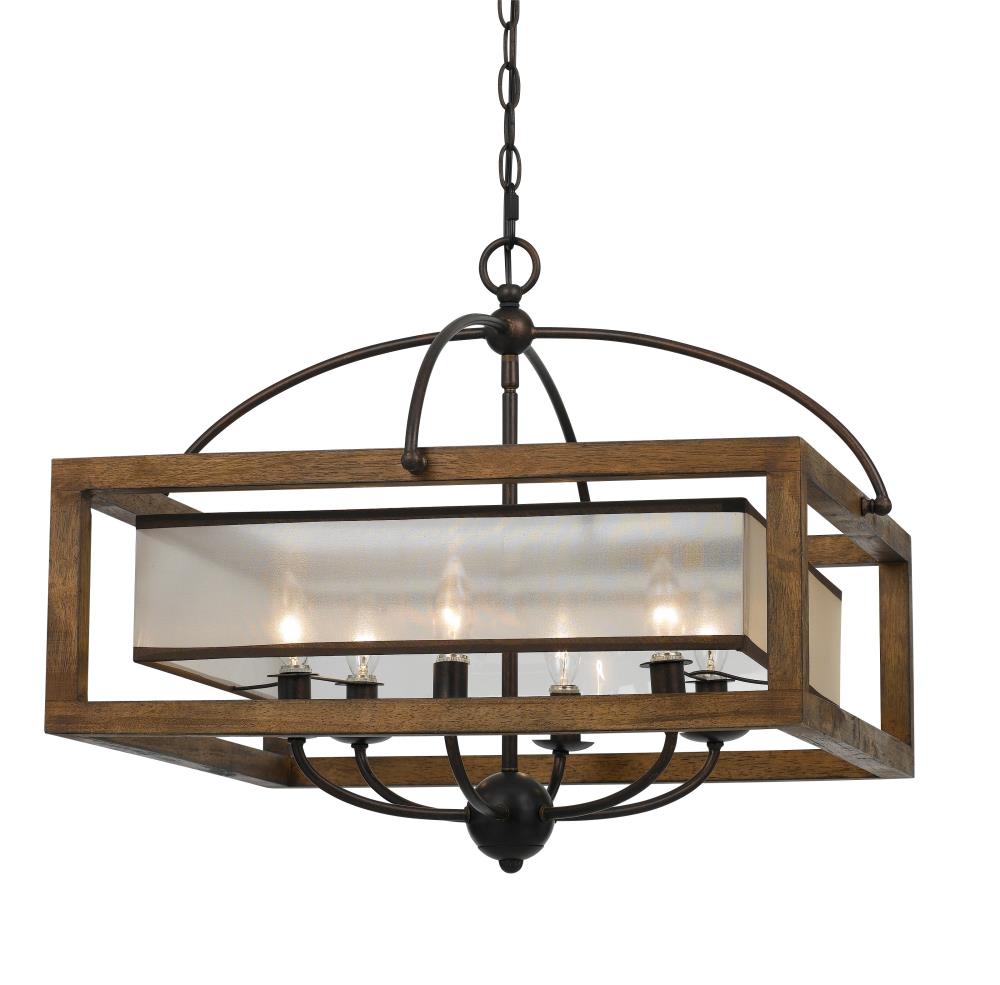 Cal Lighting FX-3536/6 6-Light Wood/Black Transitional Cage Chandelier