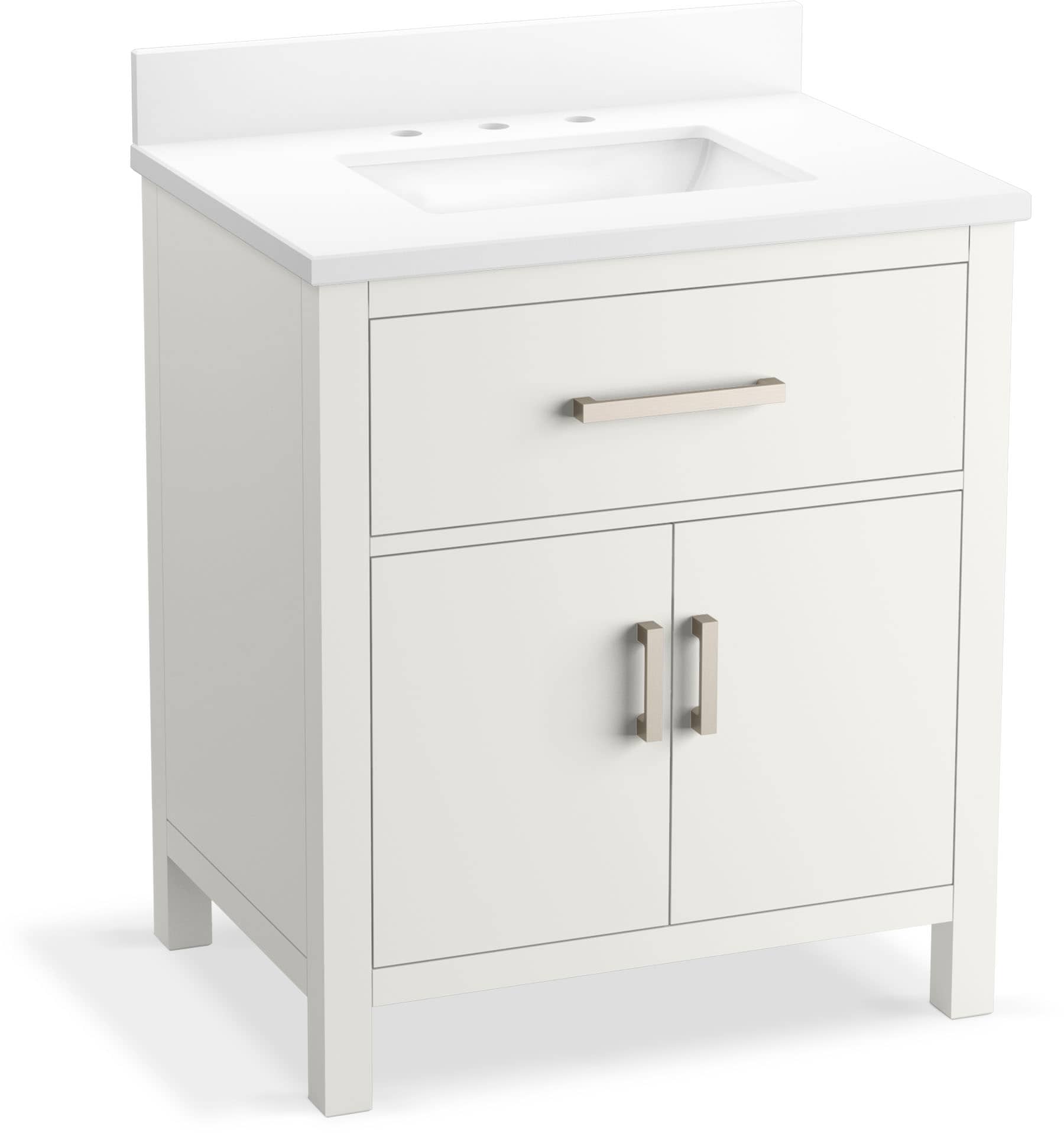 KOHLER Kresla 30-in White Undermount Single sink Bathroom Vanity with Pure White Quartz Top #40638-BD1-0