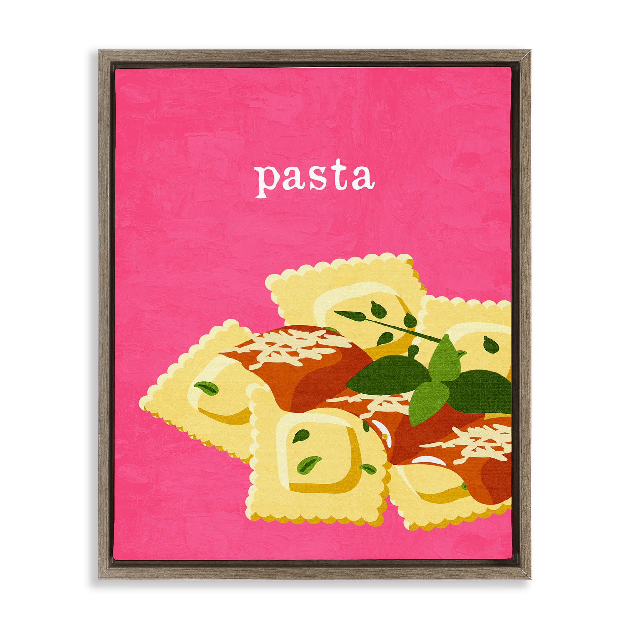 Stupell Industries BS-457-FFE-16X20 Ravioli Pasta Dish Brown Framed Floater Canvas Wall Art By Kim Allen 17 x 21
