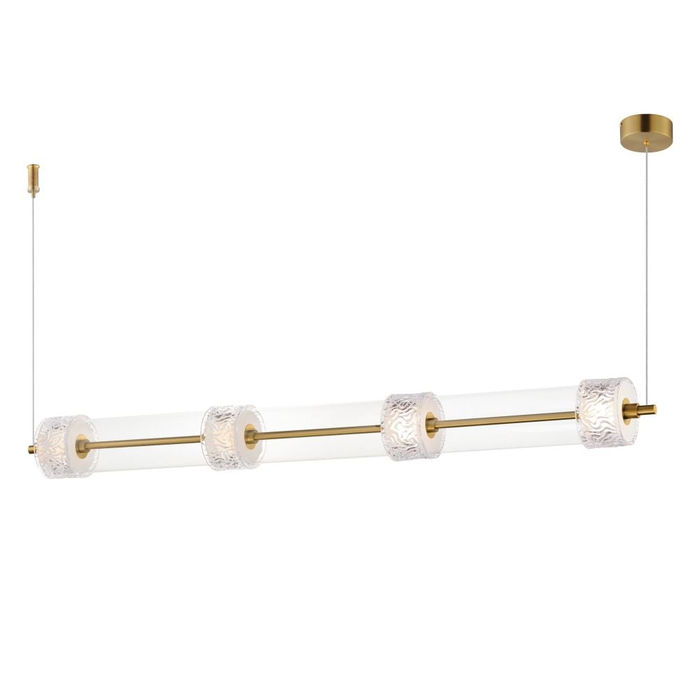 ET2 Elysian 4 - Light Natural Aged Brass - LED Aluminum And Glass And Steel Pendant Light