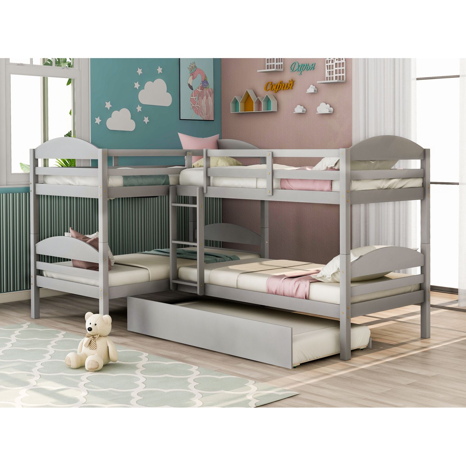 JASMODER LT000024AAE Gray Twin Composite Platform Bed
