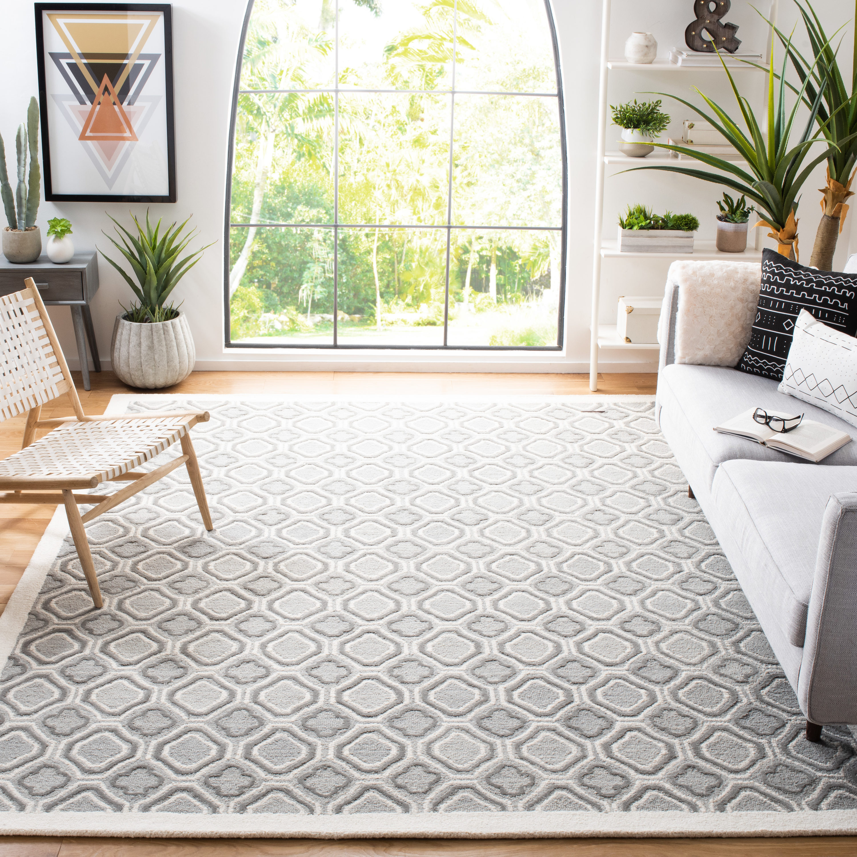 Gray and Ivory Hand-Tufted Wool 6' Square Area Rug