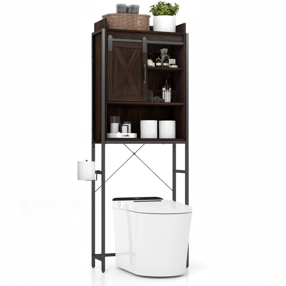 Forclover HYFE-7886BN 25-in x 67.5-in x 9.5-in Espresso Bathroom Wall Cabinet