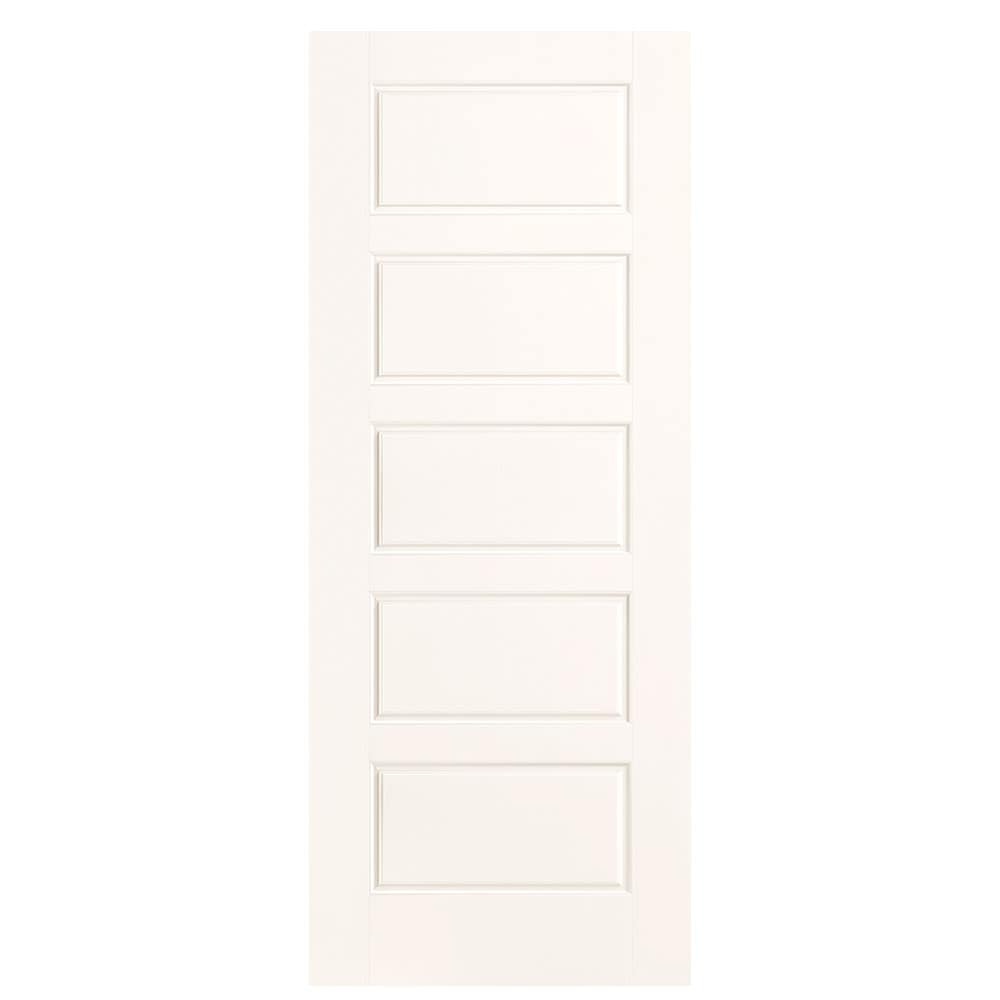 Masonite 1443857 Riverside 32-in x 80-in Snowstorm 5-panel equal Smooth Hollow core Prefinished Molded composite Slab Door
