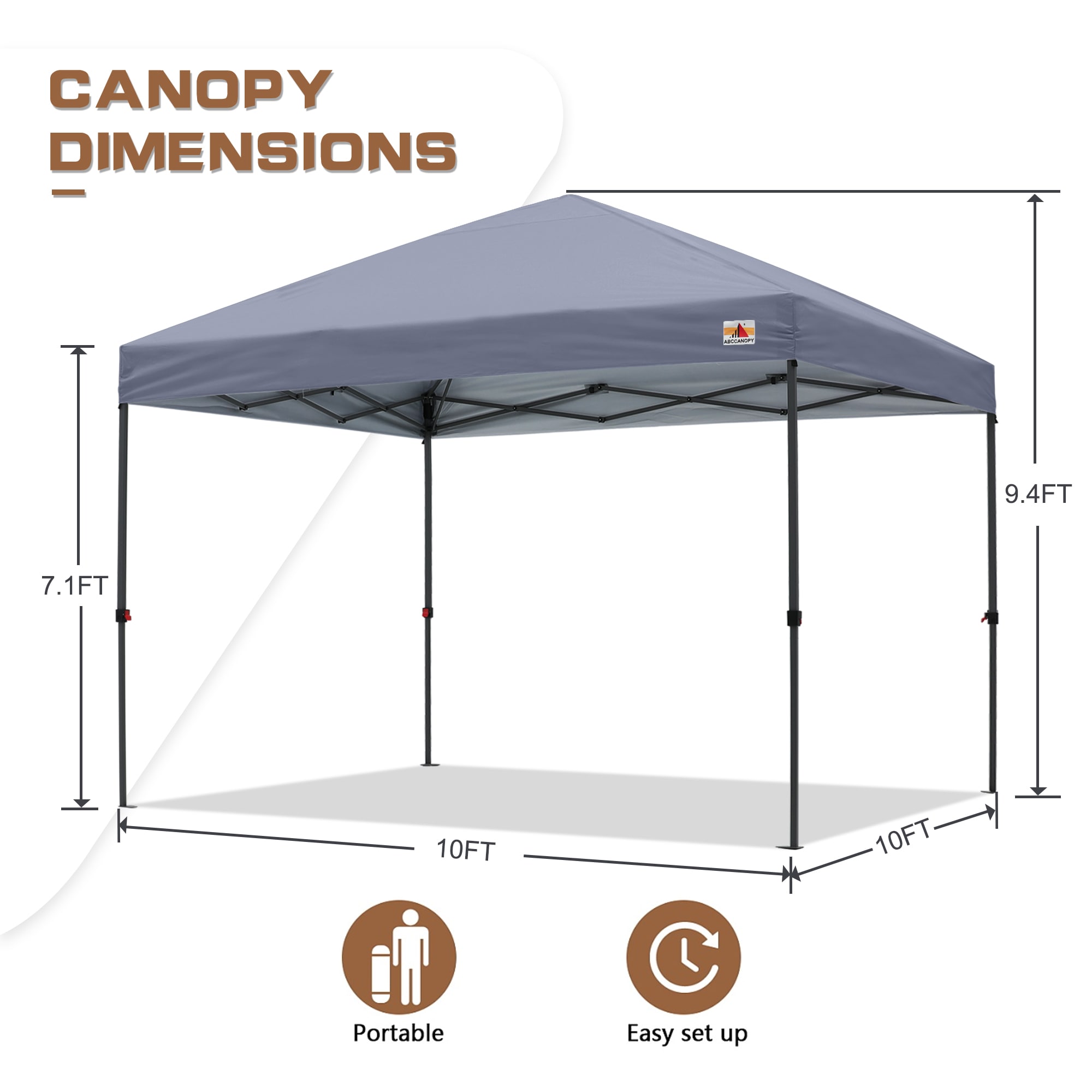 ABCCANOPY 10-ft x 10-ft Square Gray Pop-up Canopy in the Canopies ...