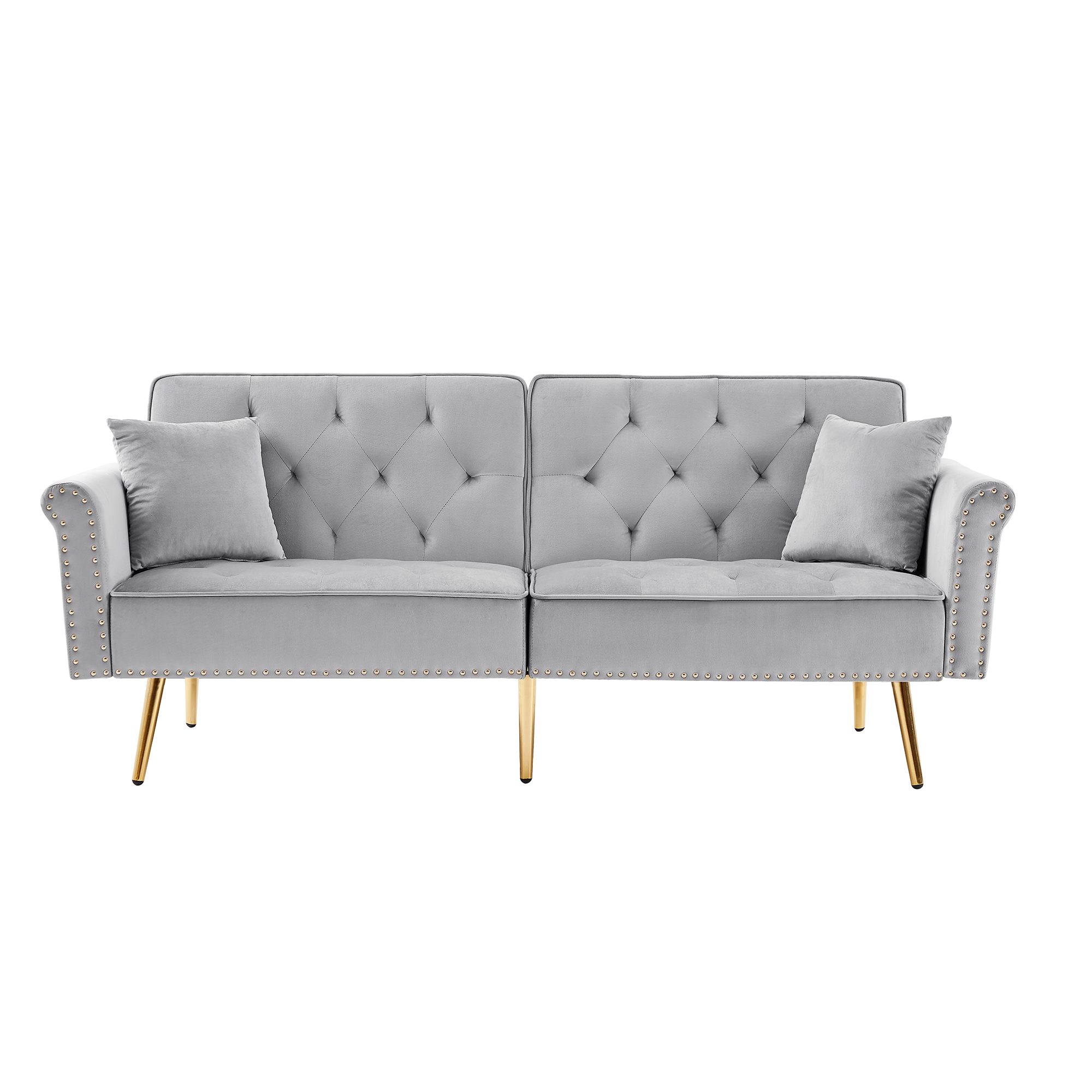 Bybafun YA3700120 69.6-in Modern Gray Velvet Reclining Sofa