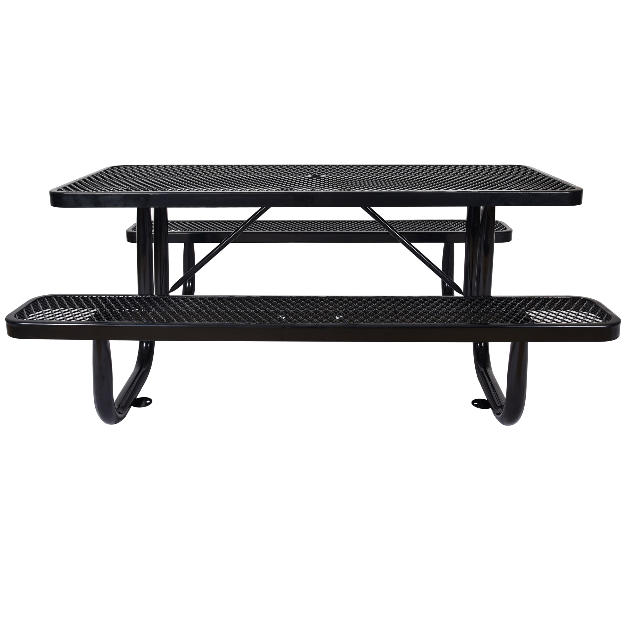 Bybafun YC0200002 72.5-in Black Steel Rectangle Picnic Table