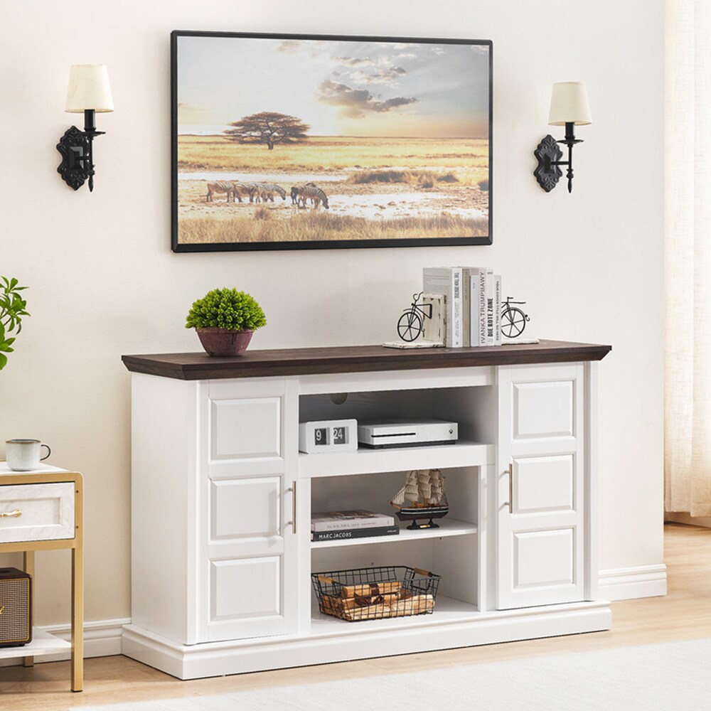 Garvee PHO-0XJT9V7L Modern/Contemporary Brown/White TV stand ( Accommodates TVs up to 65-in )
