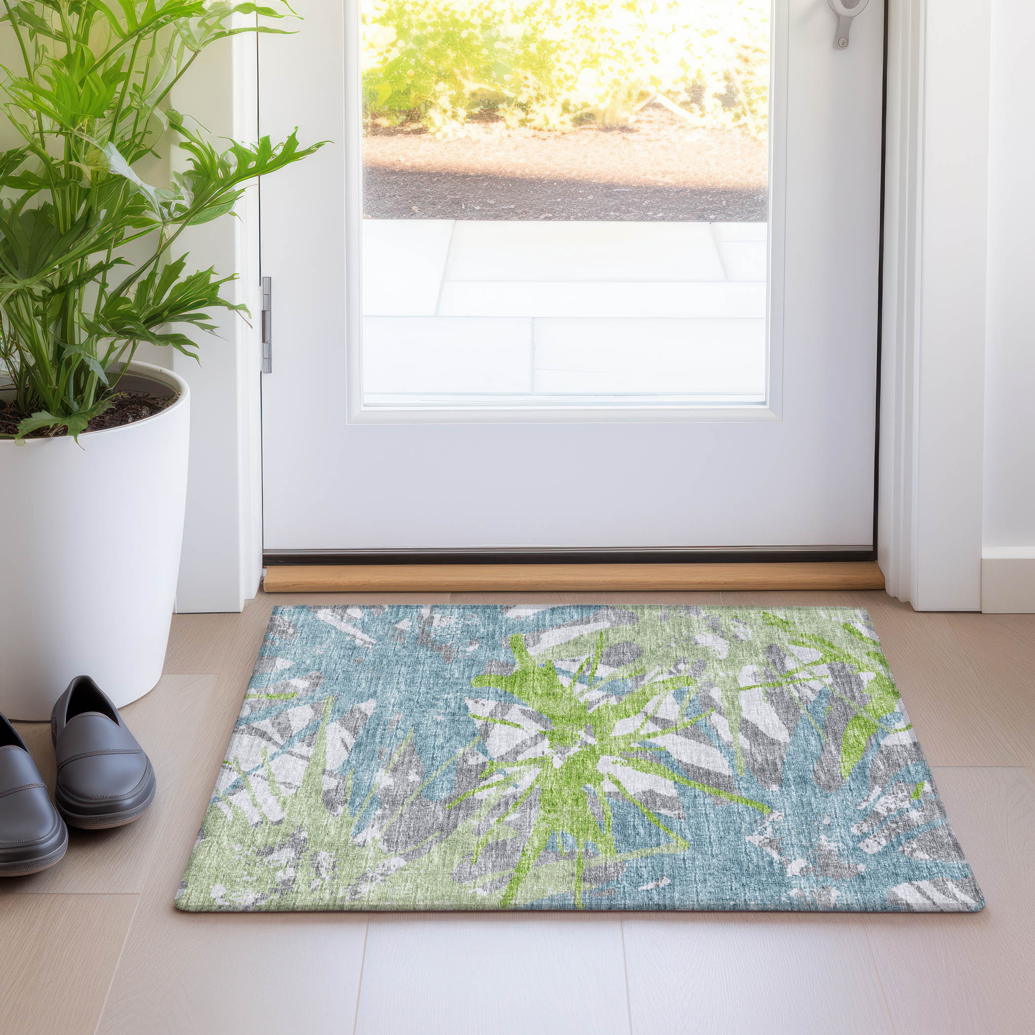 Addison Rugs AMF77GR20X30 Mayfield AMF77GR 2 x 3 (ft) Loomed Polyester Green Rectangular Indoor Abstract Machine washable Area rug