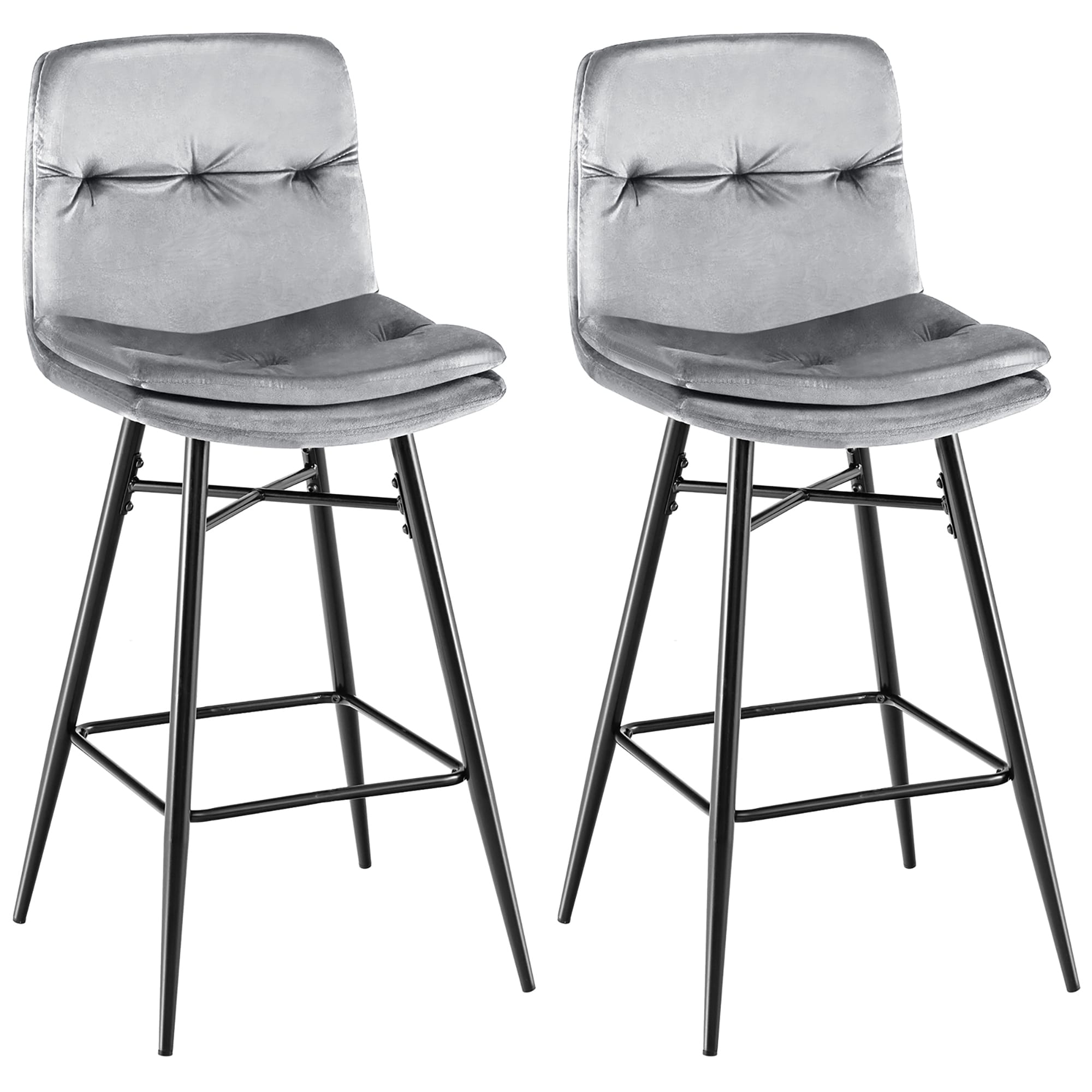Costway SXL00018 Gray 28.5-in H Bar height (28-in to 33-in) Square Seat Upholstered Metal Back Bar Stool Back