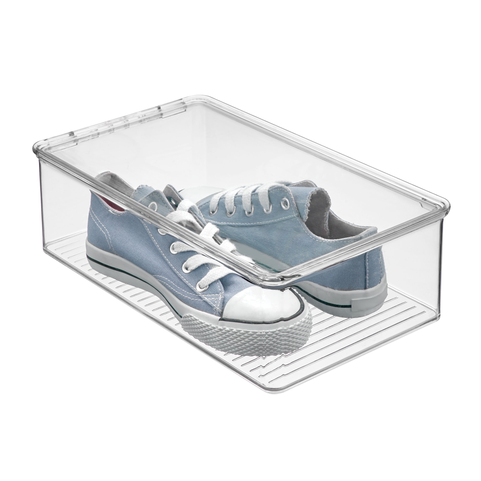 iDesign  Stackable Plastic Shoe Box with Hinged-Lid for Sneakers Sandals and Flats Clear