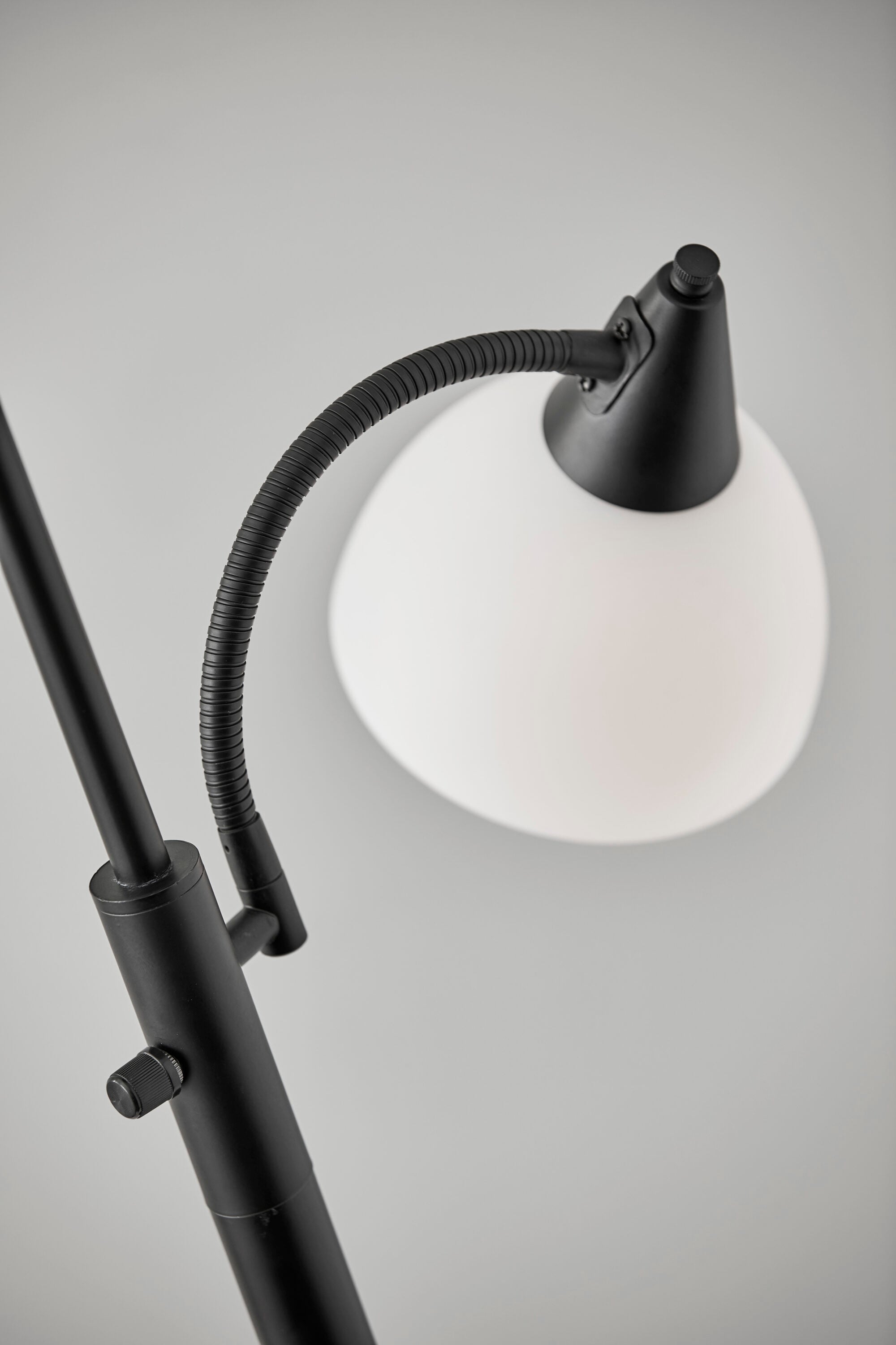 Black Adjustable Torchiere Floor Lamp with Reading Light