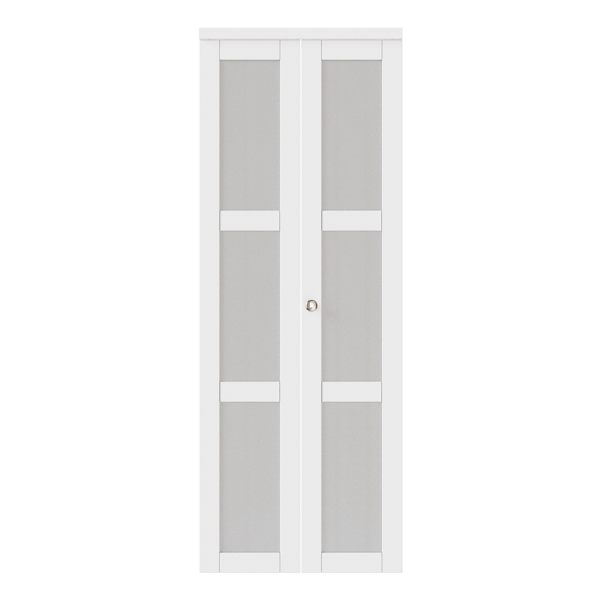 JUJUBON IN-BIBFD-GL-3L-9630 Closet Door 30-in x 96-in White 3-panel square Frosted glass Smooth Solid core Prefinished MDF Closet Bifold Door ( Hardware Included )
