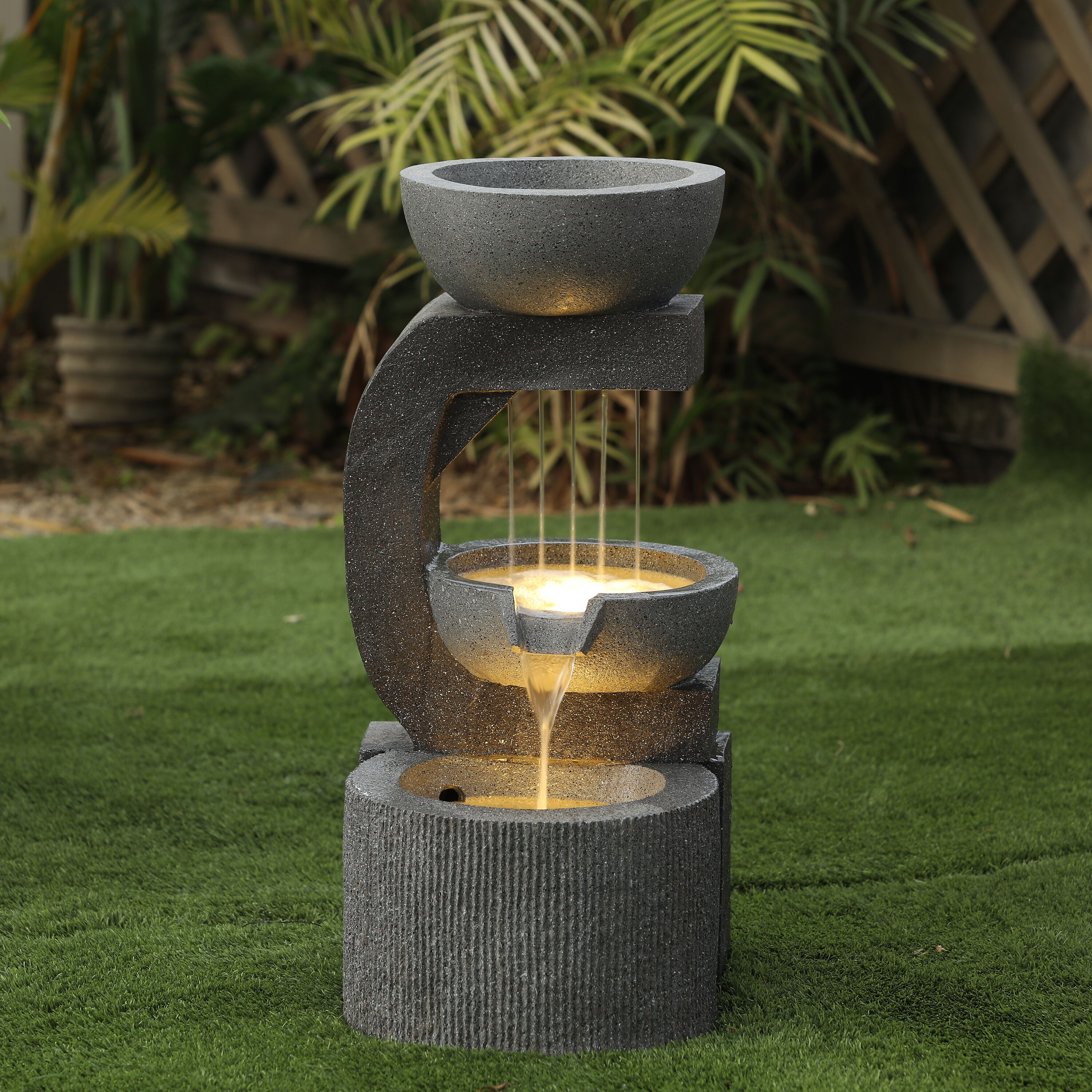 LuxenHome 27.4-in H Resin Outdoor Fountain Statue Pump Included in the ...