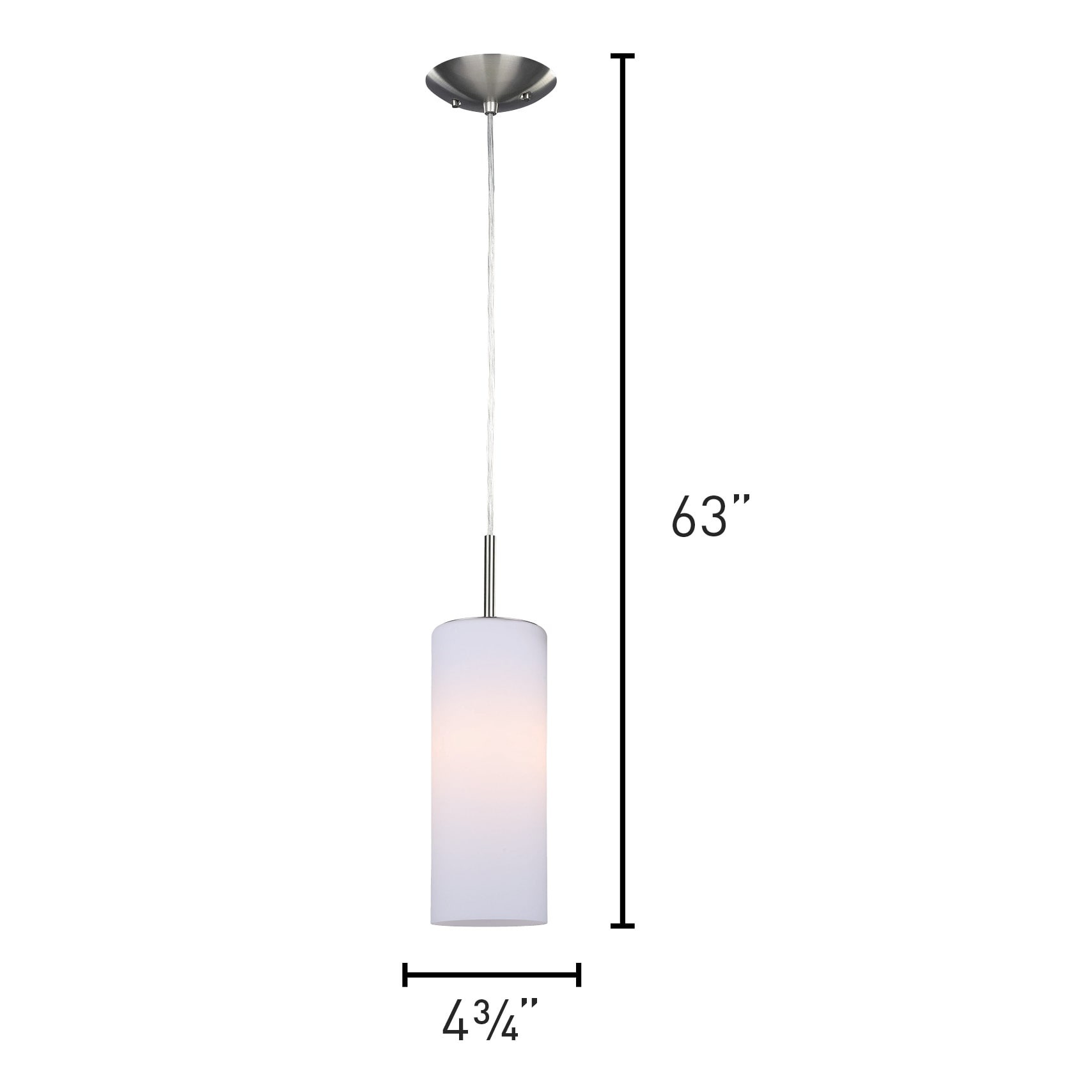 Canarm Toni Brushed Pewter Traditional Opal Glass Cylinder Mini Hanging ...