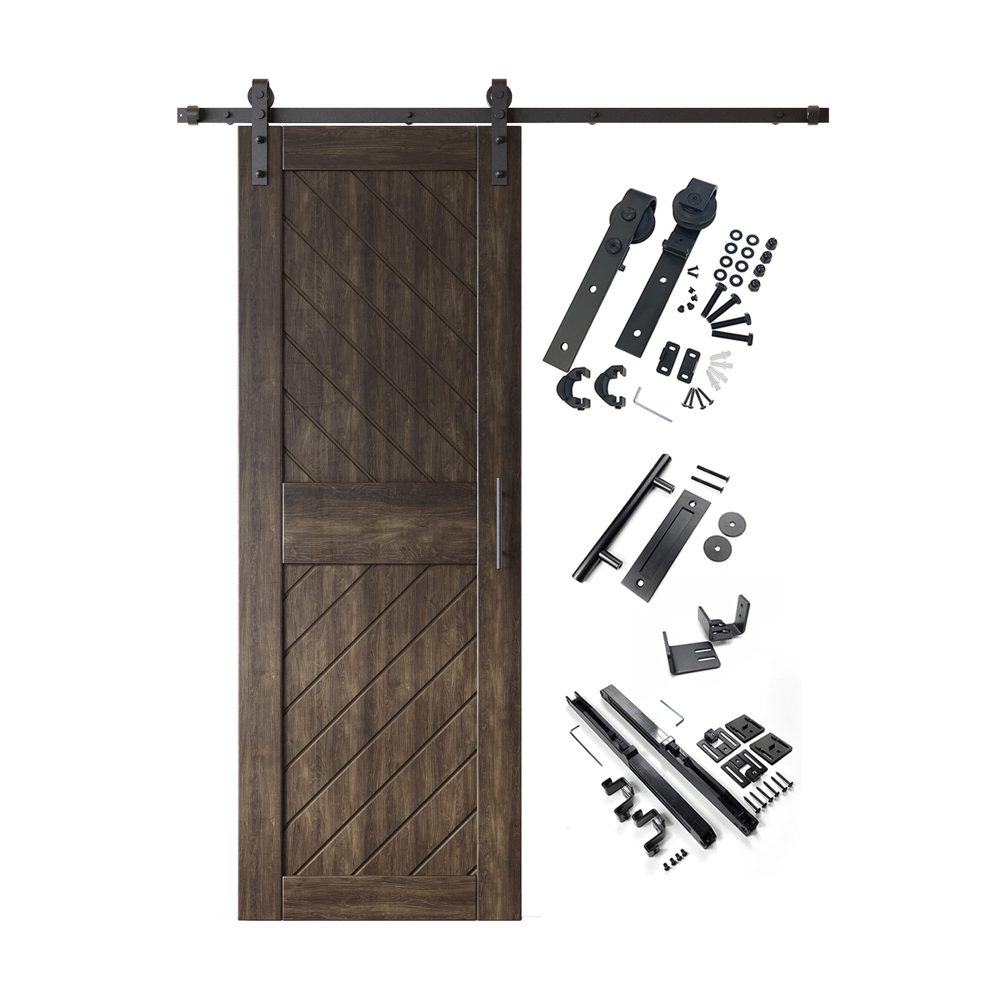 HOMACER YT1H054C-XT4-2684-EB 26-in x 84-in Ebony Prefinished Non-standard Pine Wood Solid core Single Barn Door (Hardware Included)