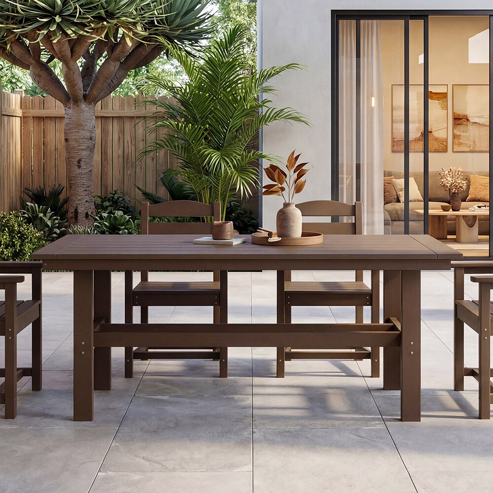 Famapy HDPE Patio Dining Table Waterproof All Weather Outdoor Dining ...