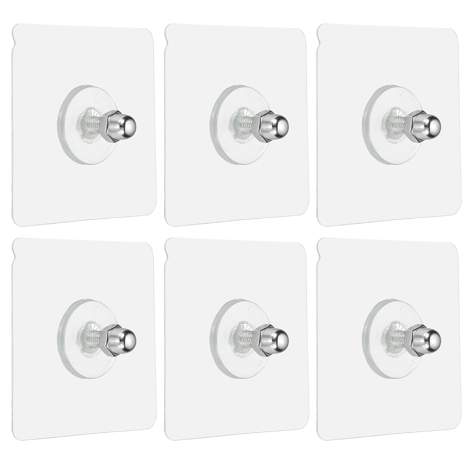 Unique Bargains 6pcs Adhesive Wall Mount Screw Hooks 2.8 Inch Square Drill Free Adhesive Hooks Waterproof Heavy Duty Sticky Wall Mount with M6 Screw Cap Nut for Bathroom Kitchen Hanging Shelf 12mm #S26042700UX6220