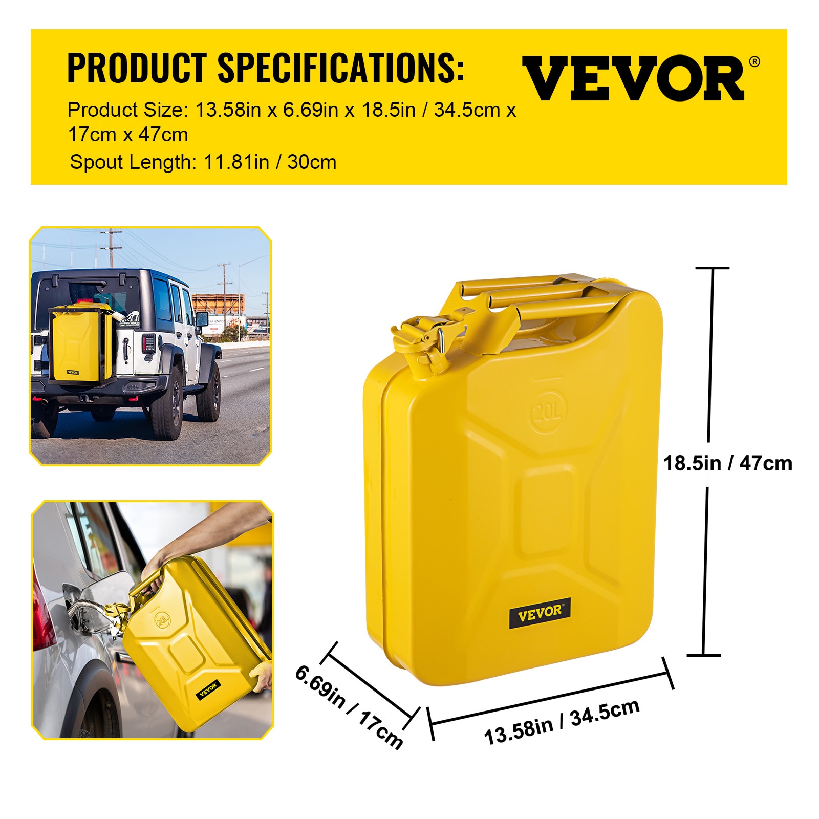 VEVOR 5.3-Gallons Alloy Steel Gasoline Can in the Gas Cans department at