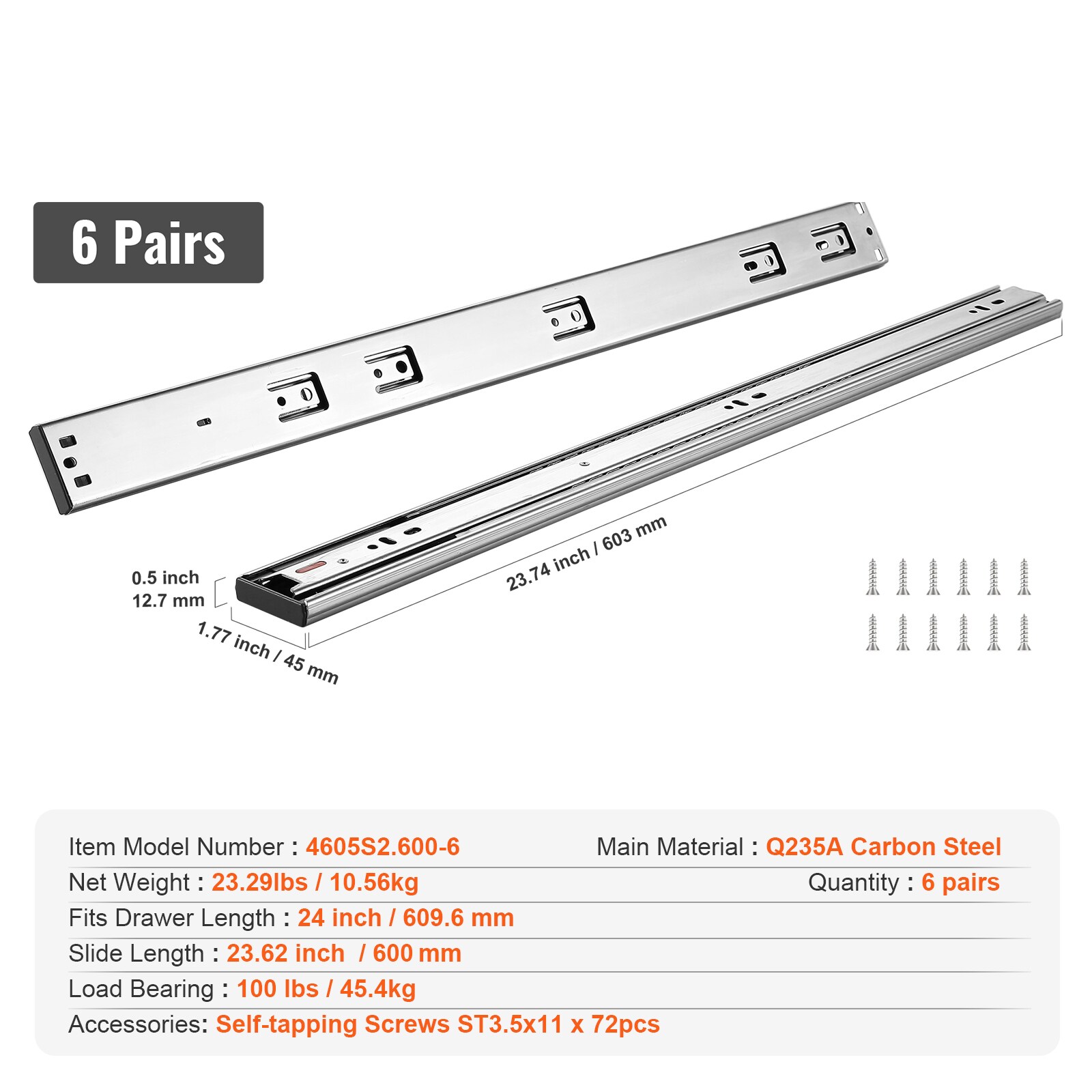 VEVOR SCCZCJCTDG1004855V0 Drawer-Slides - View #7