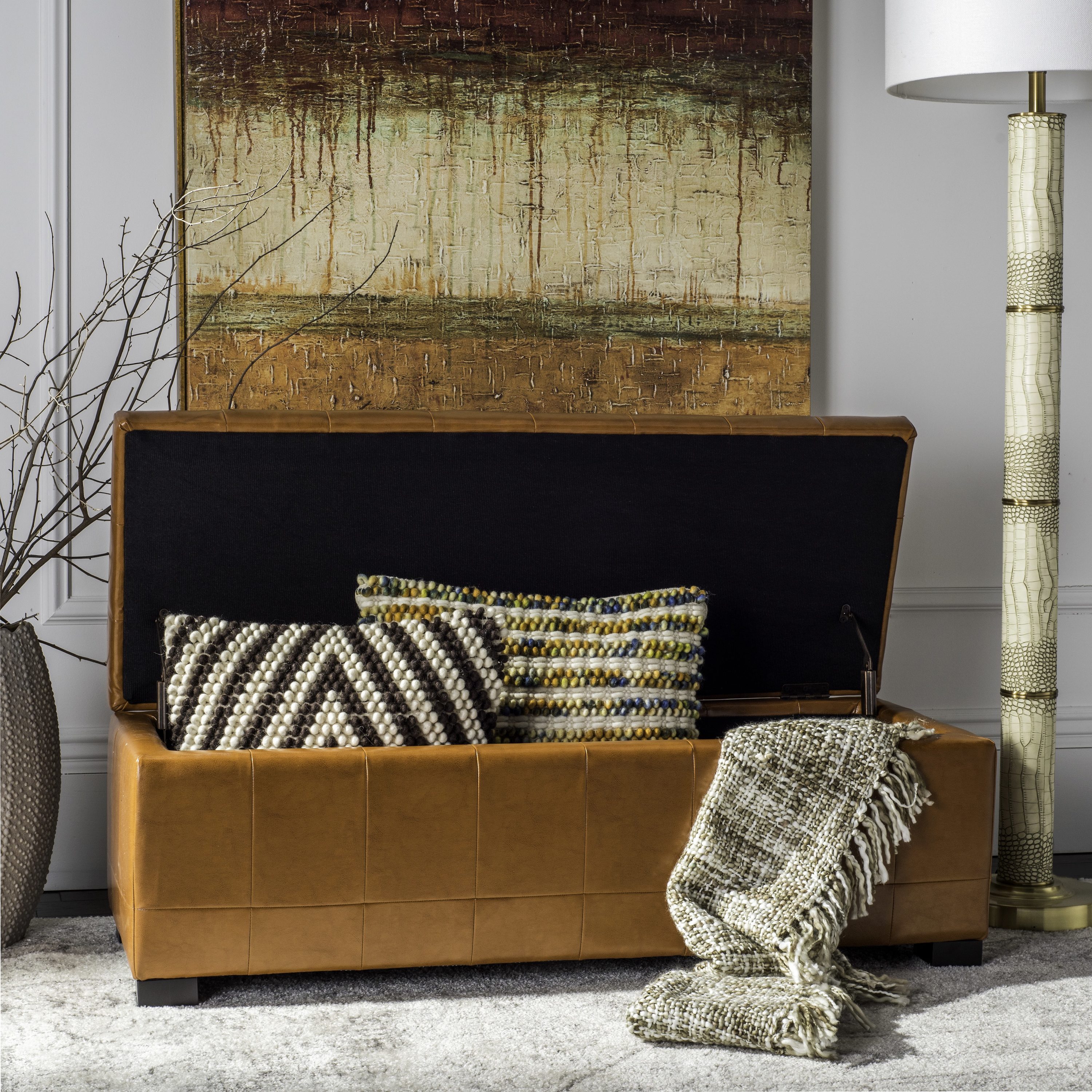 Safavieh HUD4200C Indoor-Ottomans - View #3