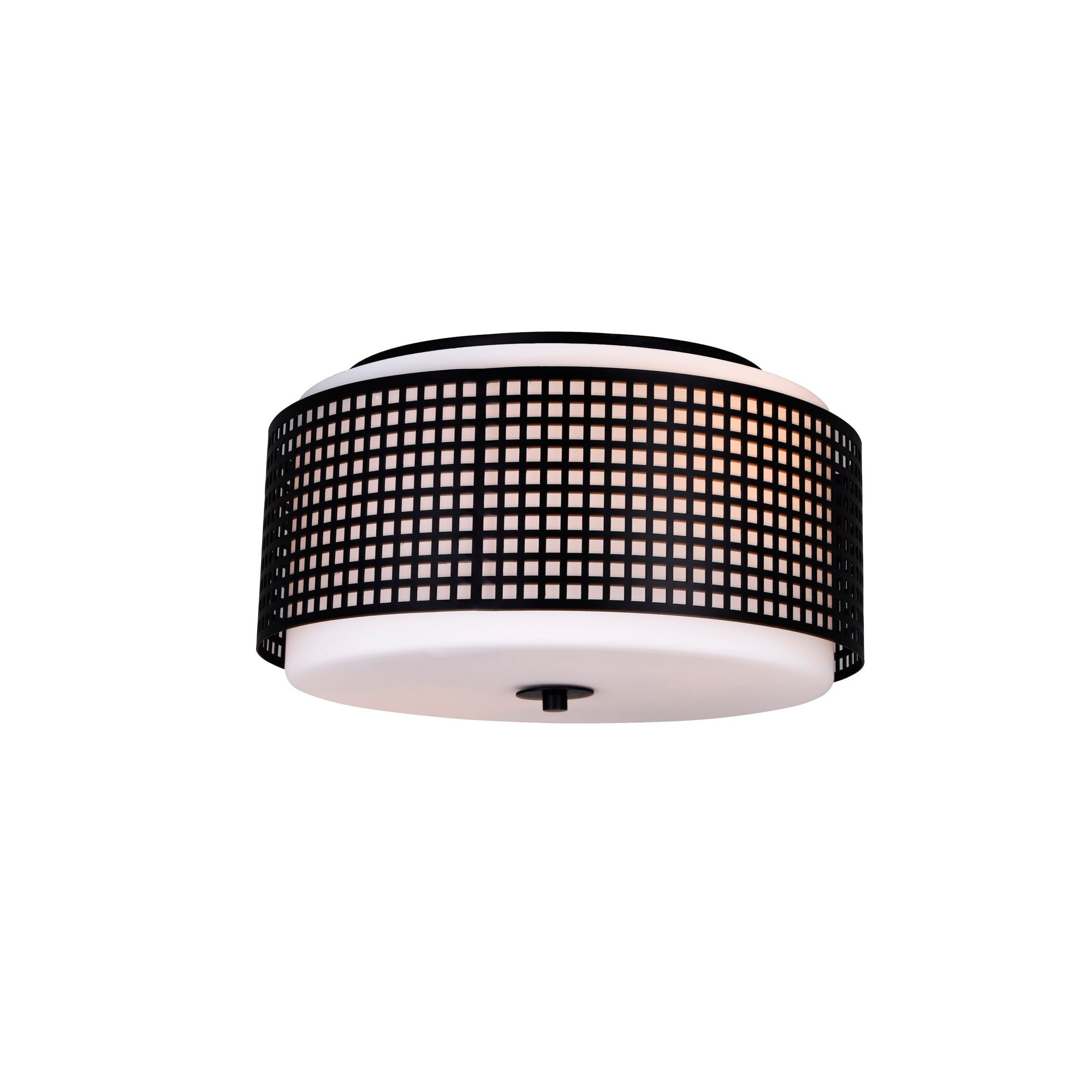 CWI Lighting 5209C15B Checkered 2-Light 15-in Multiple Finishes Black Flush Mount Light