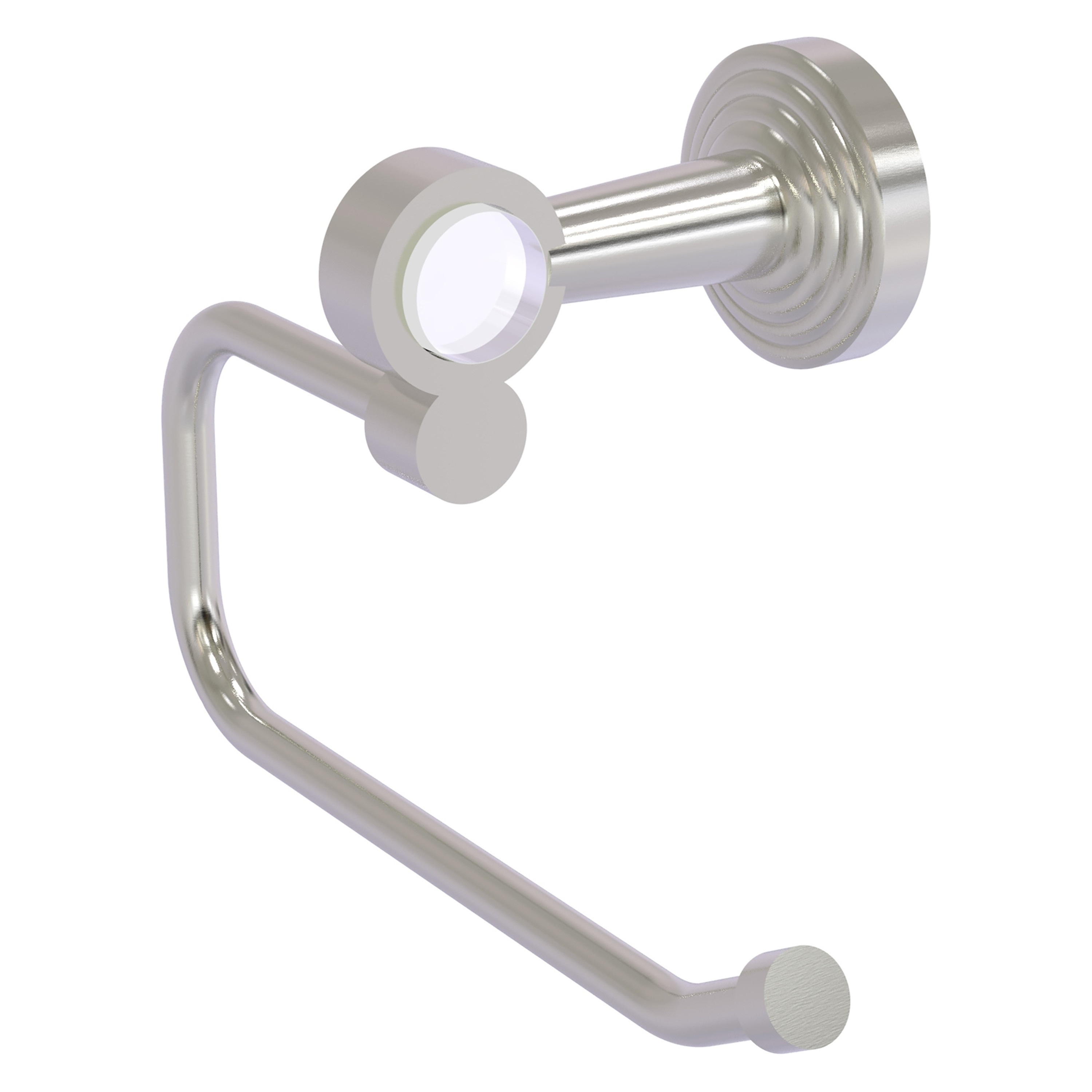 Allied Brass PB-24E-SN Pacific Beach Satin Nickel Wall mount Single post Toilet Paper Holder 1 -Rolls with Storage
