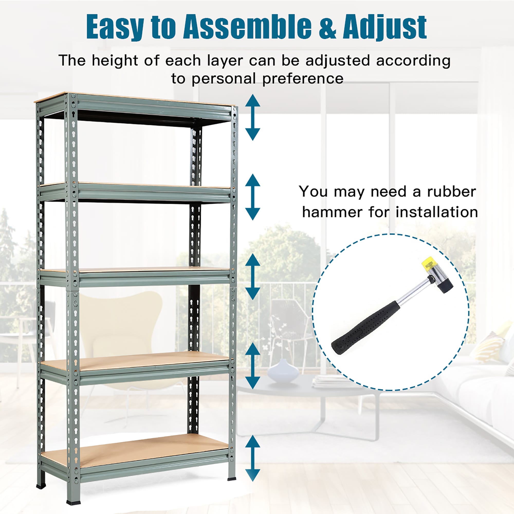 Costway 4TL35150GR Free-Standing-Shelving - View #4
