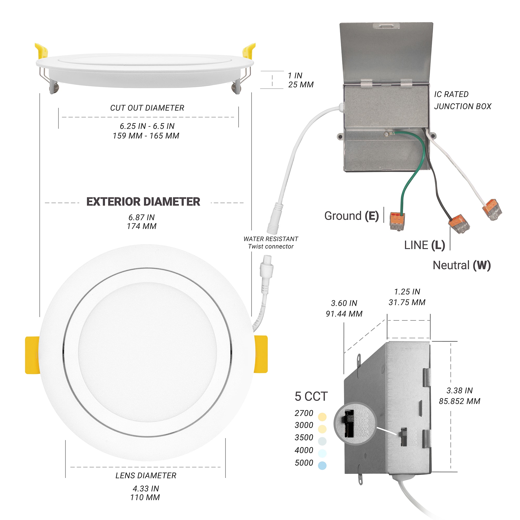 NUWATT NW-PADJDL612W5CTWH6P Led-Retrofit-Downlight - View #11