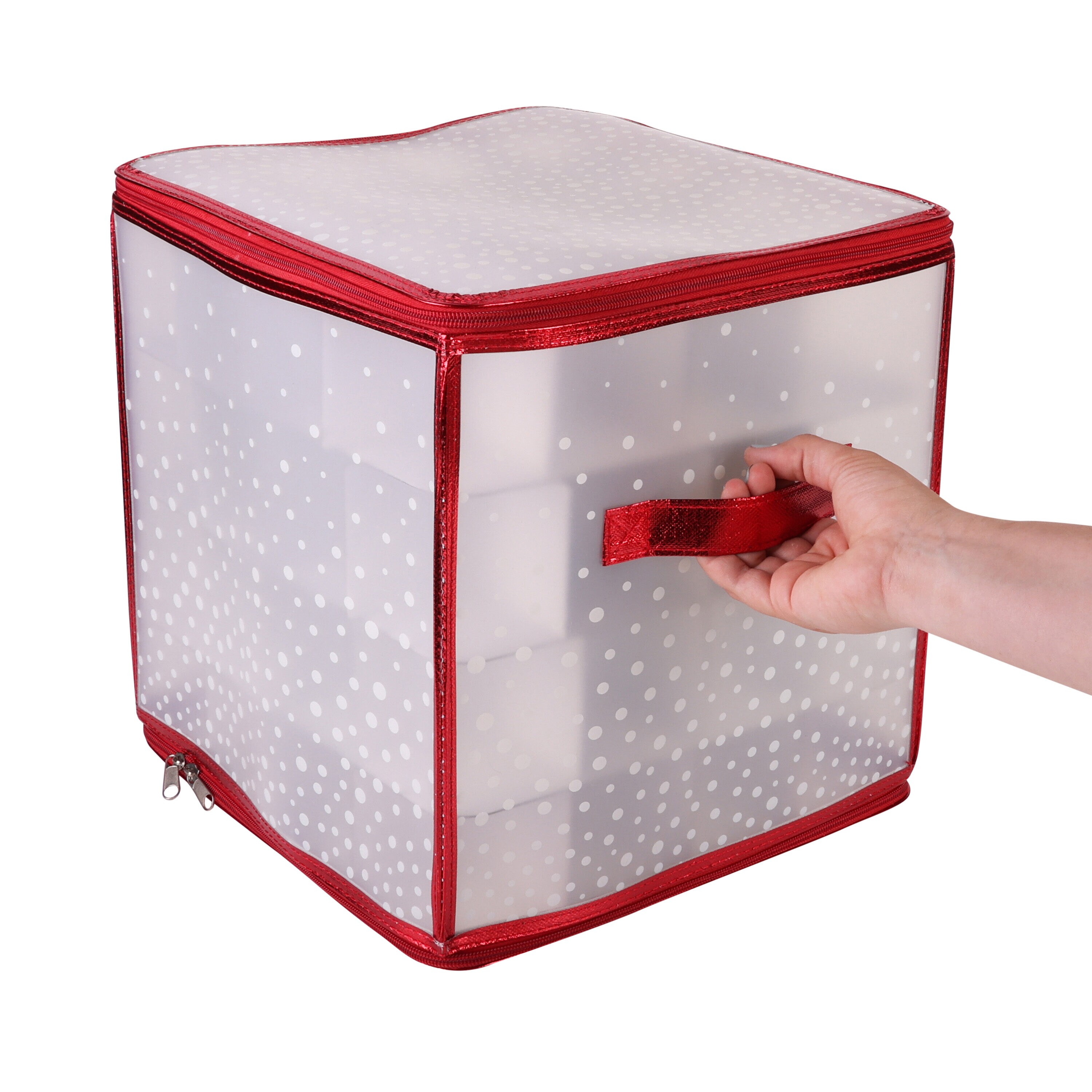 Simplify 11.81-in x 11.81-in 64-Compartment Red Plastic Ornament Storage Box