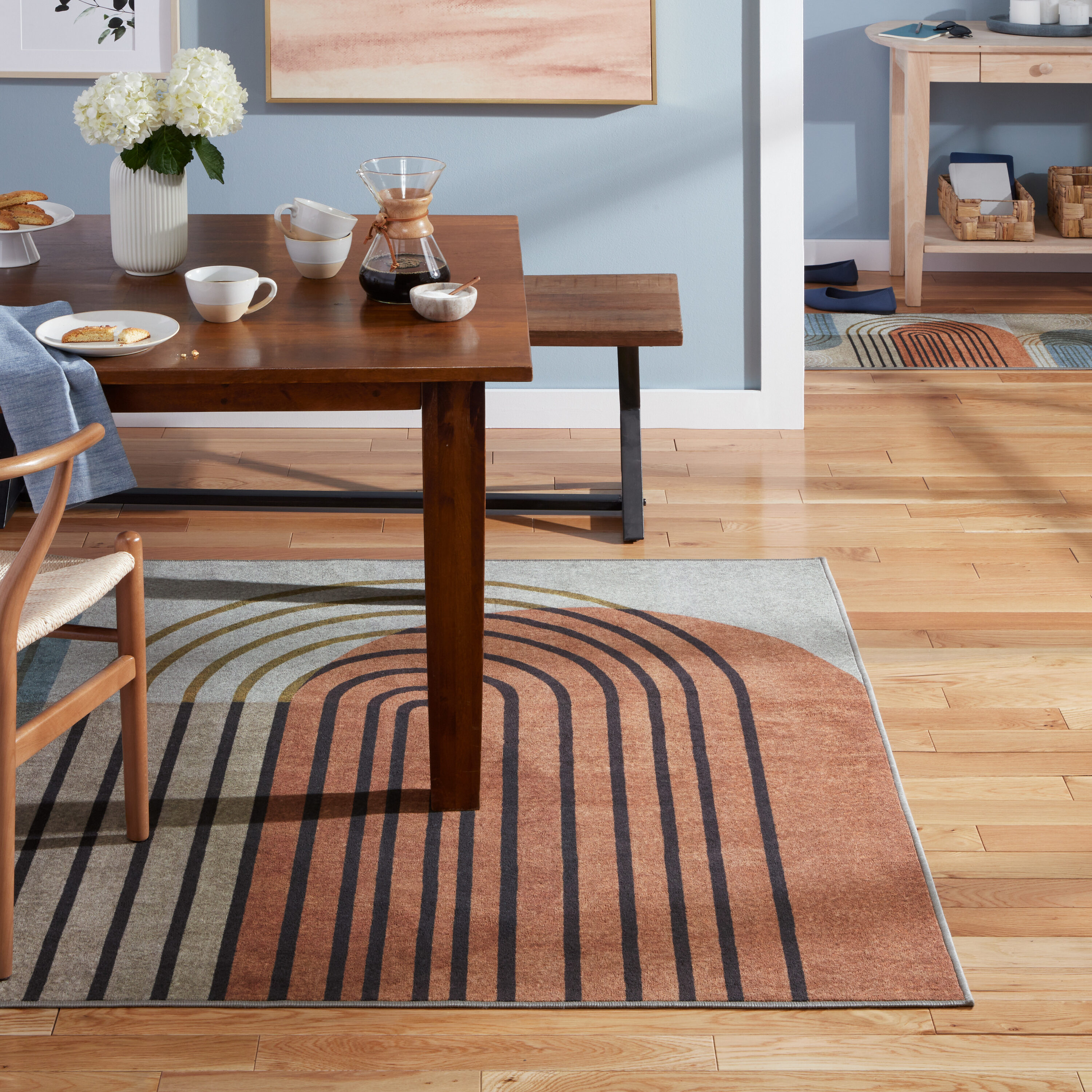 Town & Country Living 2A-136024-150 Avani 6 x 9 (ft) Loomed Polyester Beige/Rust Rectangular Indoor Stripe Machine washable Area rug