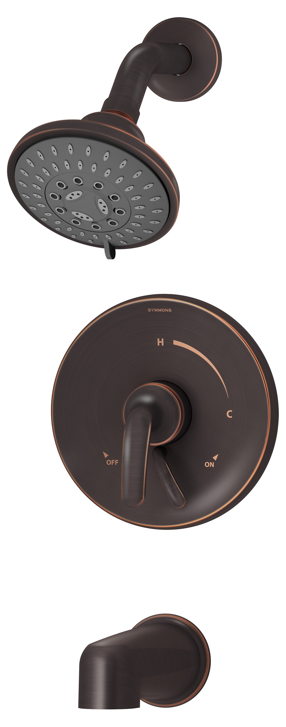 Symmons S-5502-SBZ-TRM Elm Seasoned Bronze 1-handle Multi-function 4.1-Inches Round Bathtub and shower Faucet with Valve