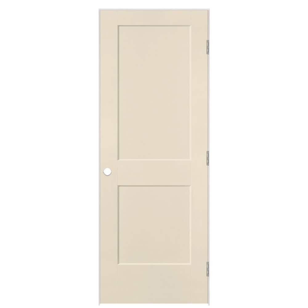 Masonite 826115 28-in x 80-in Cream-n-Sugar Hollow core 2-panel square Left hand Smooth Prefinished Molded composite Flat Jamb Single Prehung Interior Door