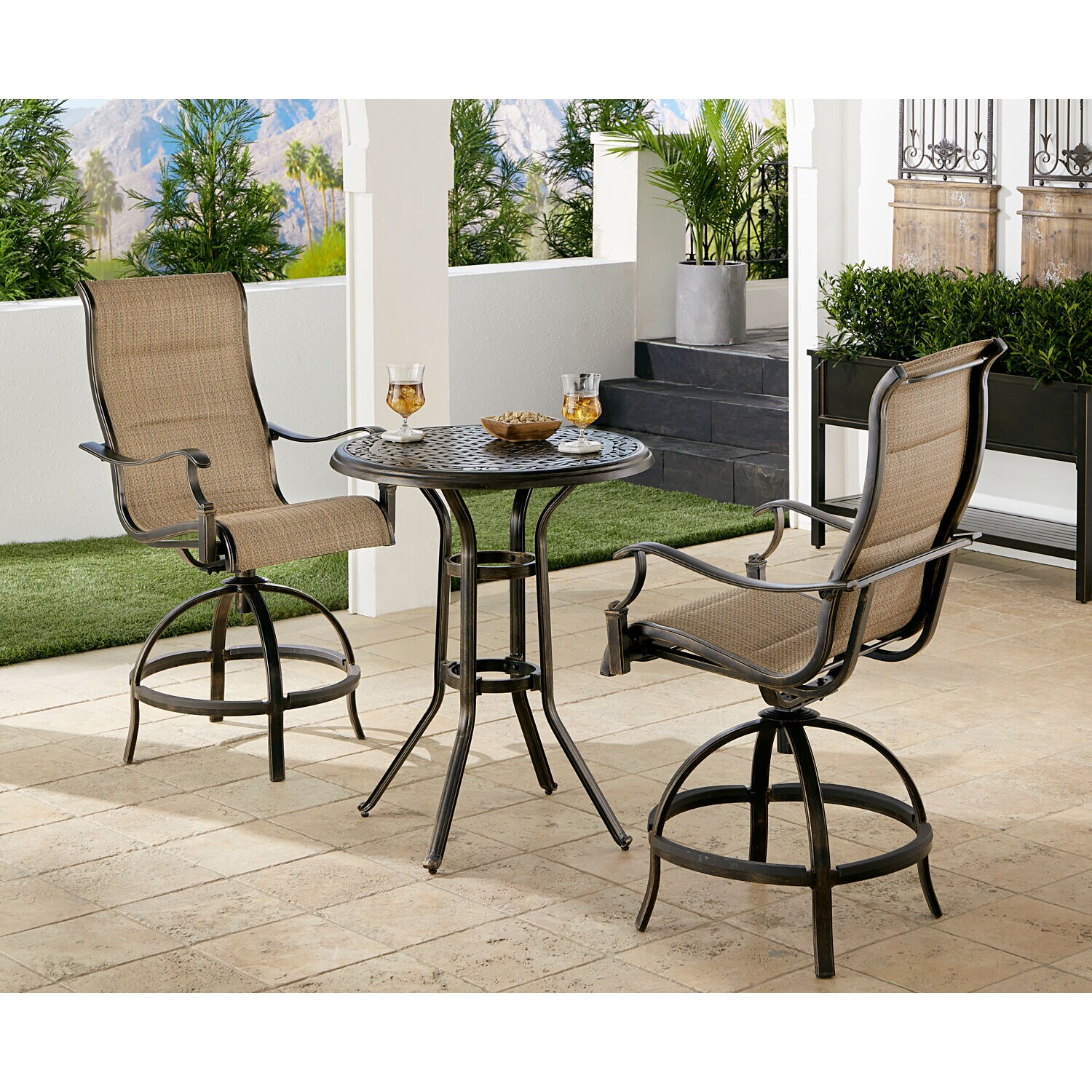 Hanover TRADDN3PCPDBR-TAN Patio-Dining-Sets - View #2