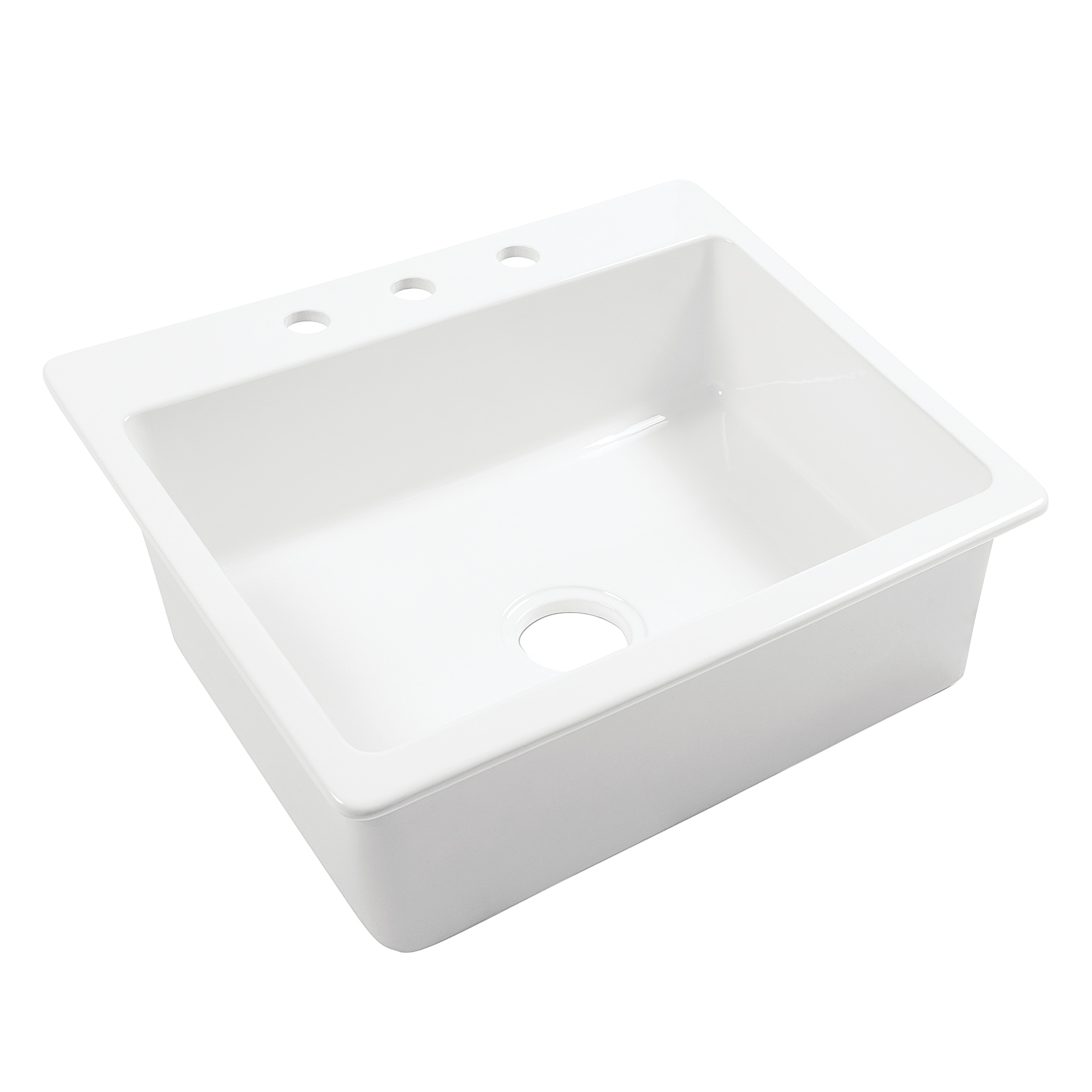 SINKOLOGY SK413-25FC-WH-3 Jackson Drop-in 25-in x 22-in Fireclay Single bowl 3-Hole Kitchen Sink